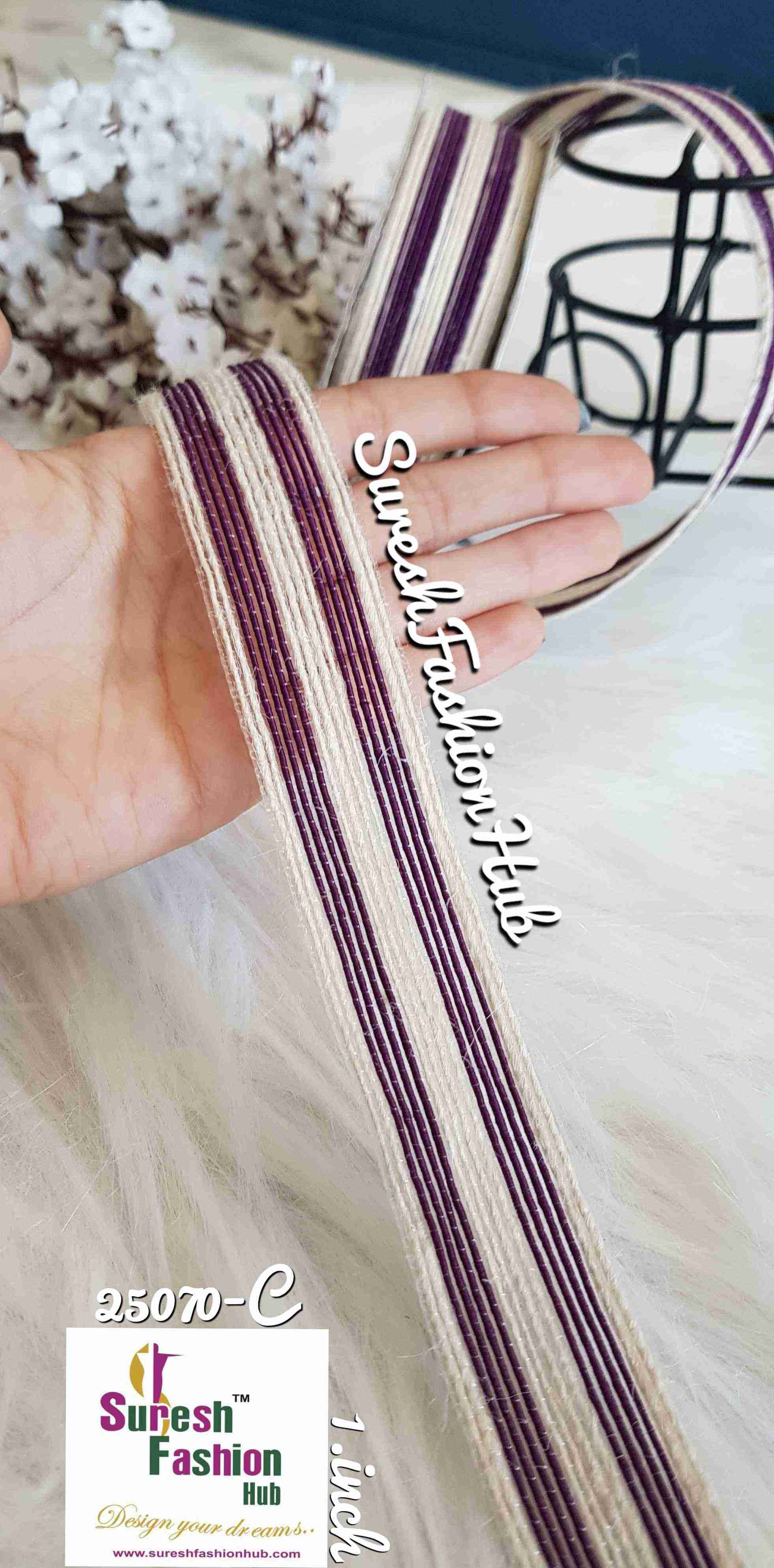 Dark Purple & White Stripes Delicate Trim