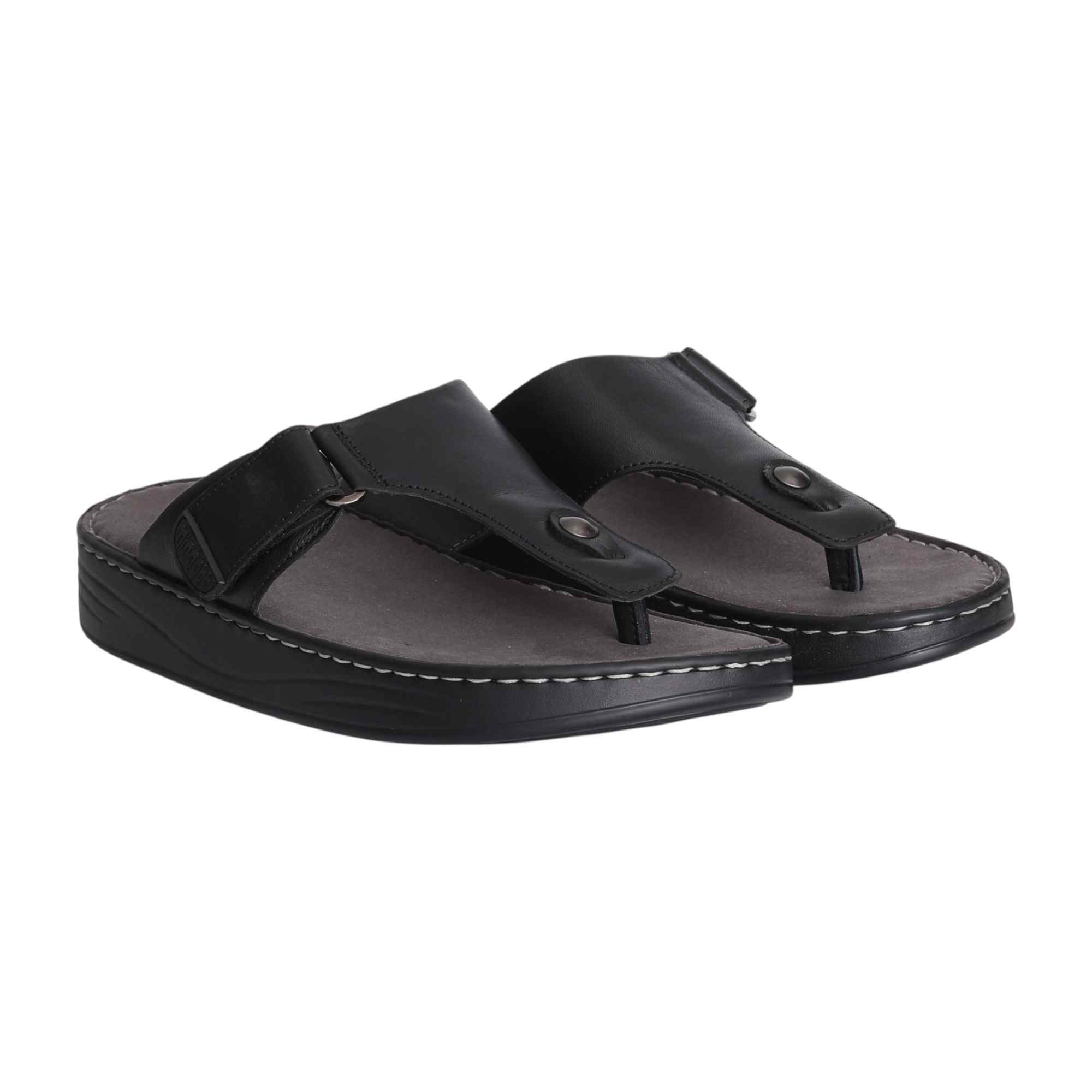 Men Sleek Edge Black Comfort Thongs