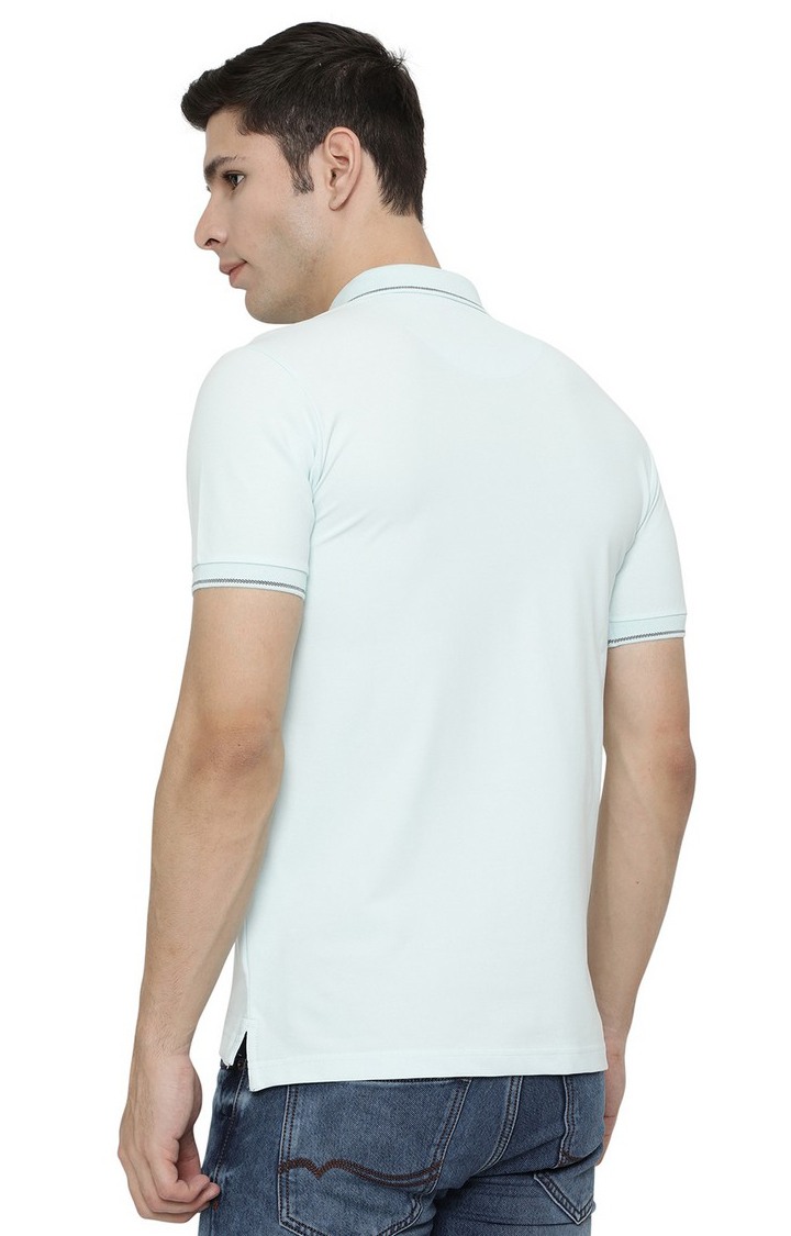 JBP-PL-163C SKY Men's Blue Cotton Solid Polos