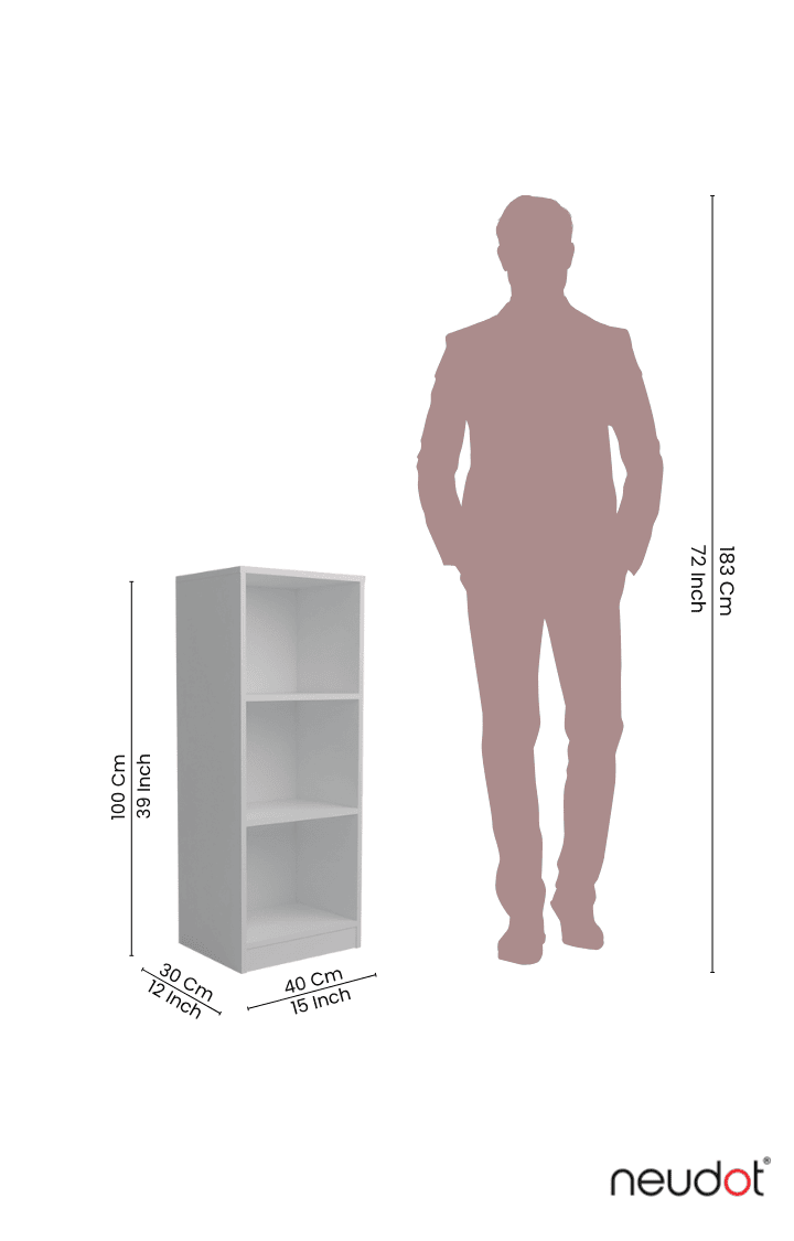 Whitman Open Bookshelf (3 Compartments)- White Finish