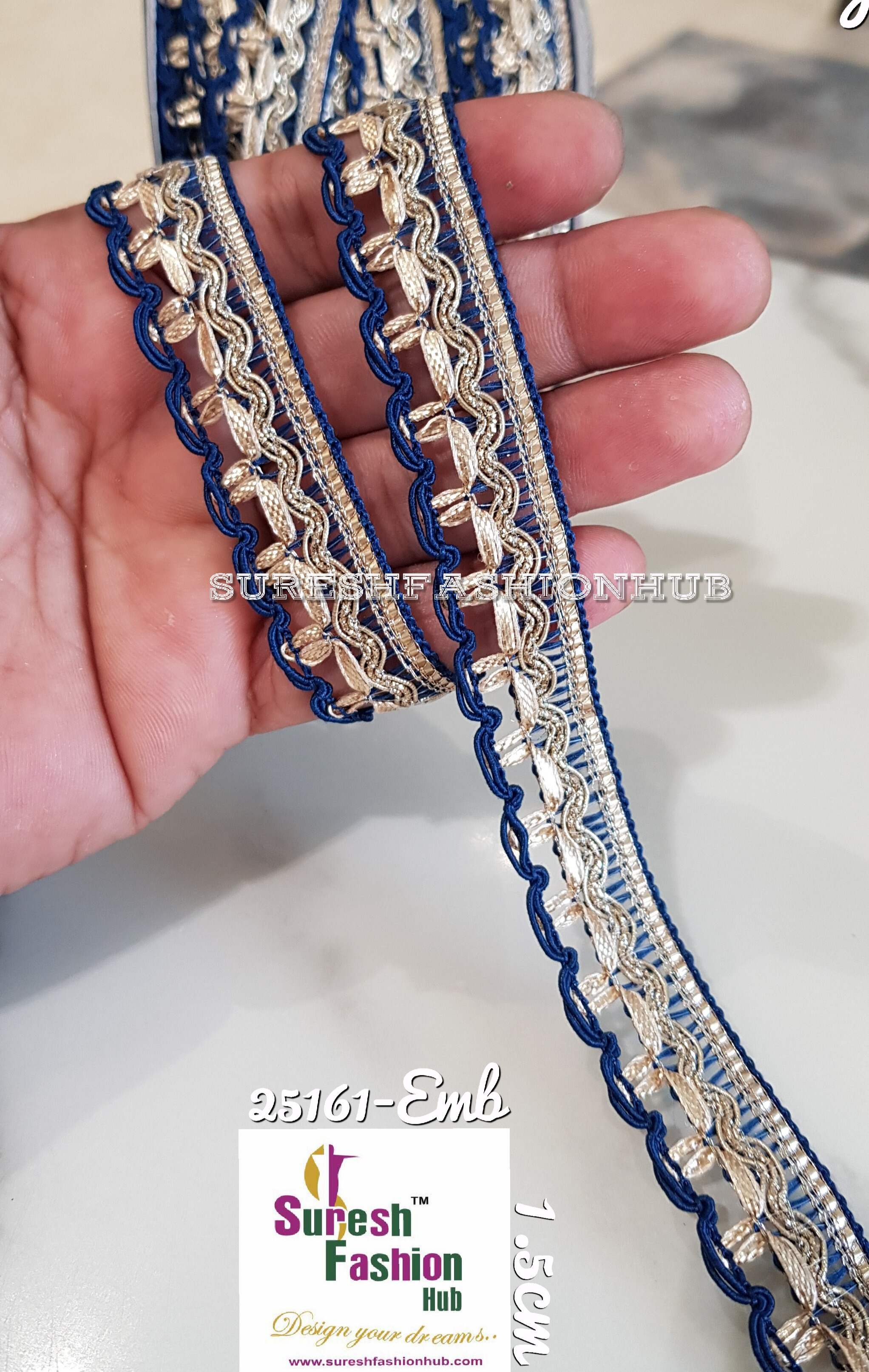 Navy BlueAnd Golden Waves Designer Trim