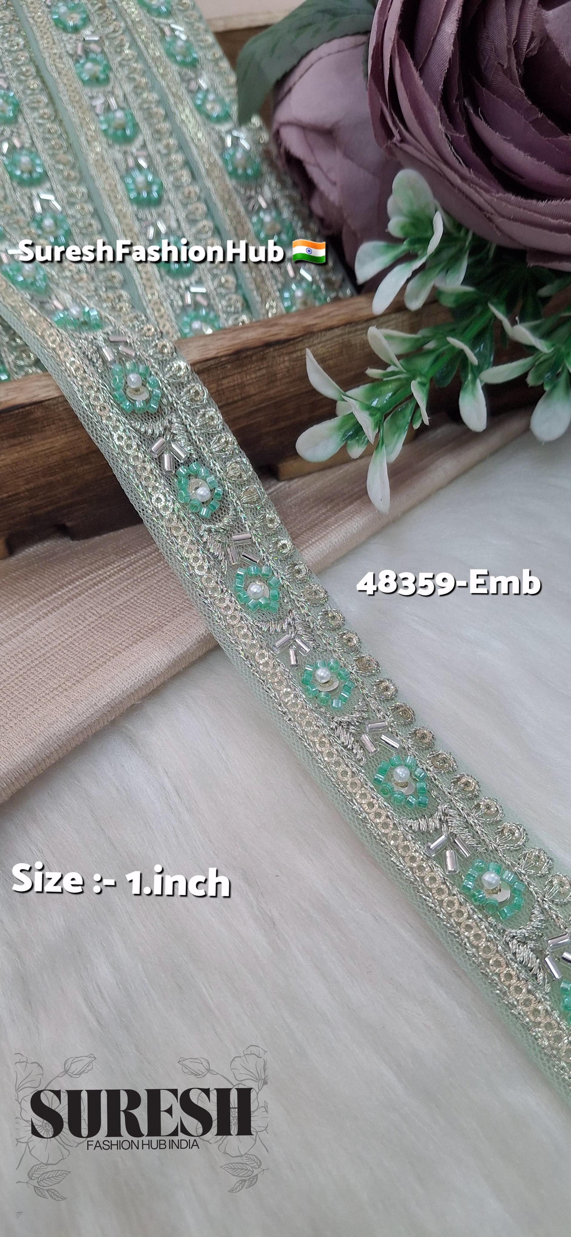  Beaded Floral Charm Net Embroidered Lace