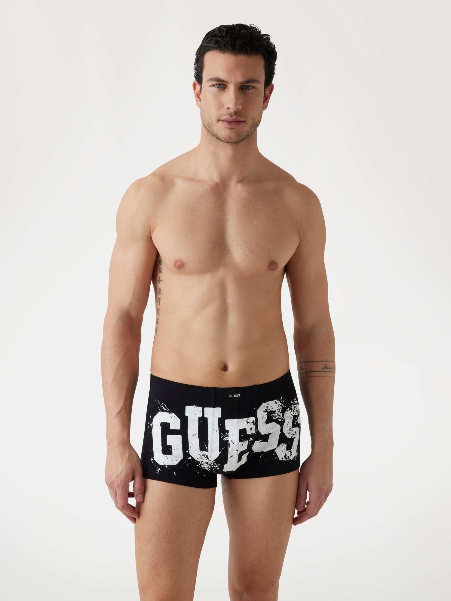 Guess Black Cotton Printed Men Trunks