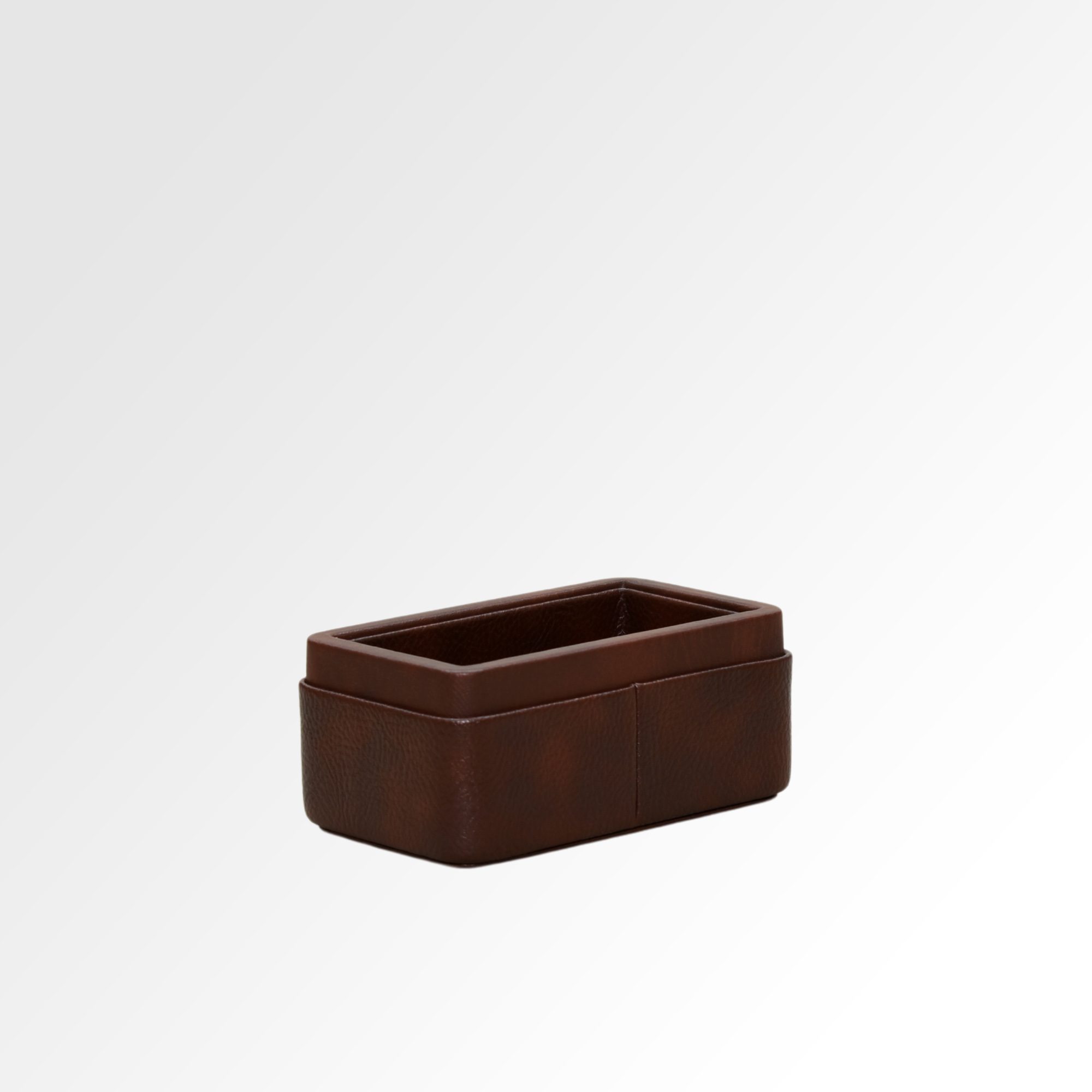 Visiting Card Holder for Desk | Faux Leather | Rectangular | Classic | Brown