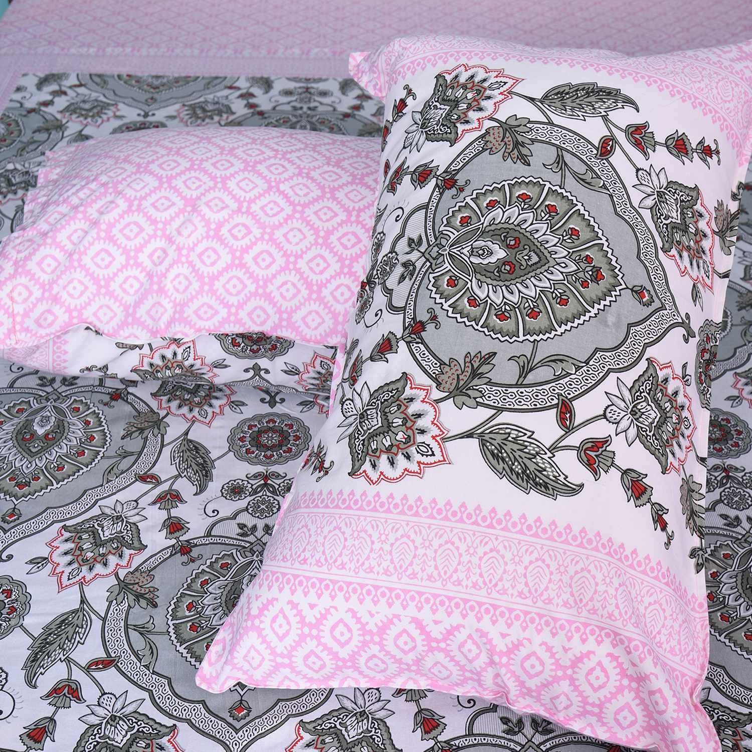 Boria Bistar | Rajasthani Hand Block Printed Cotton Double Bedsheet with 2 Pillowcase|3
