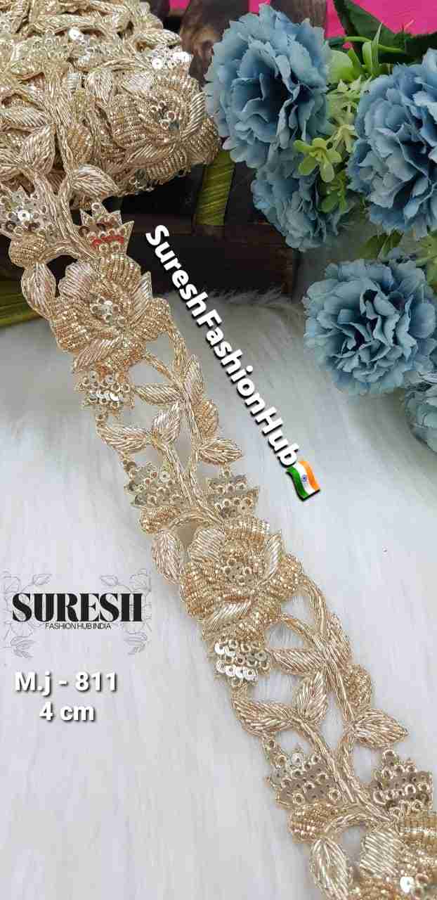 Light Gold Zardorsi Matt Floral Cutwork Lace – Mj-811