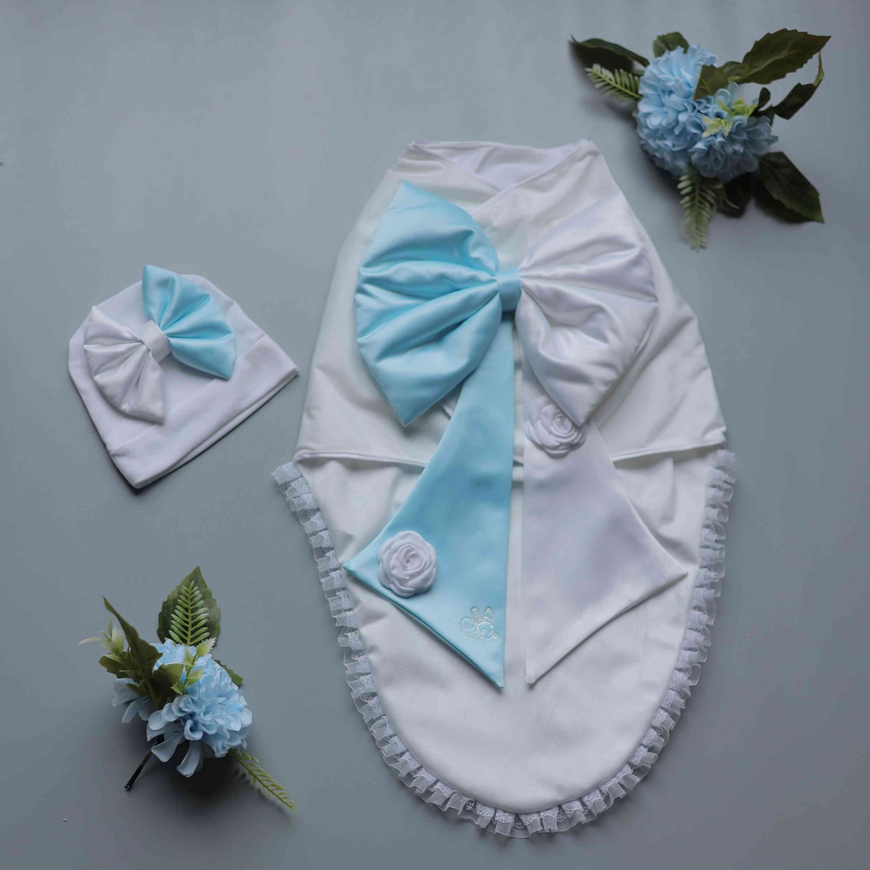 Azure Bow Luxe Swaddle Set