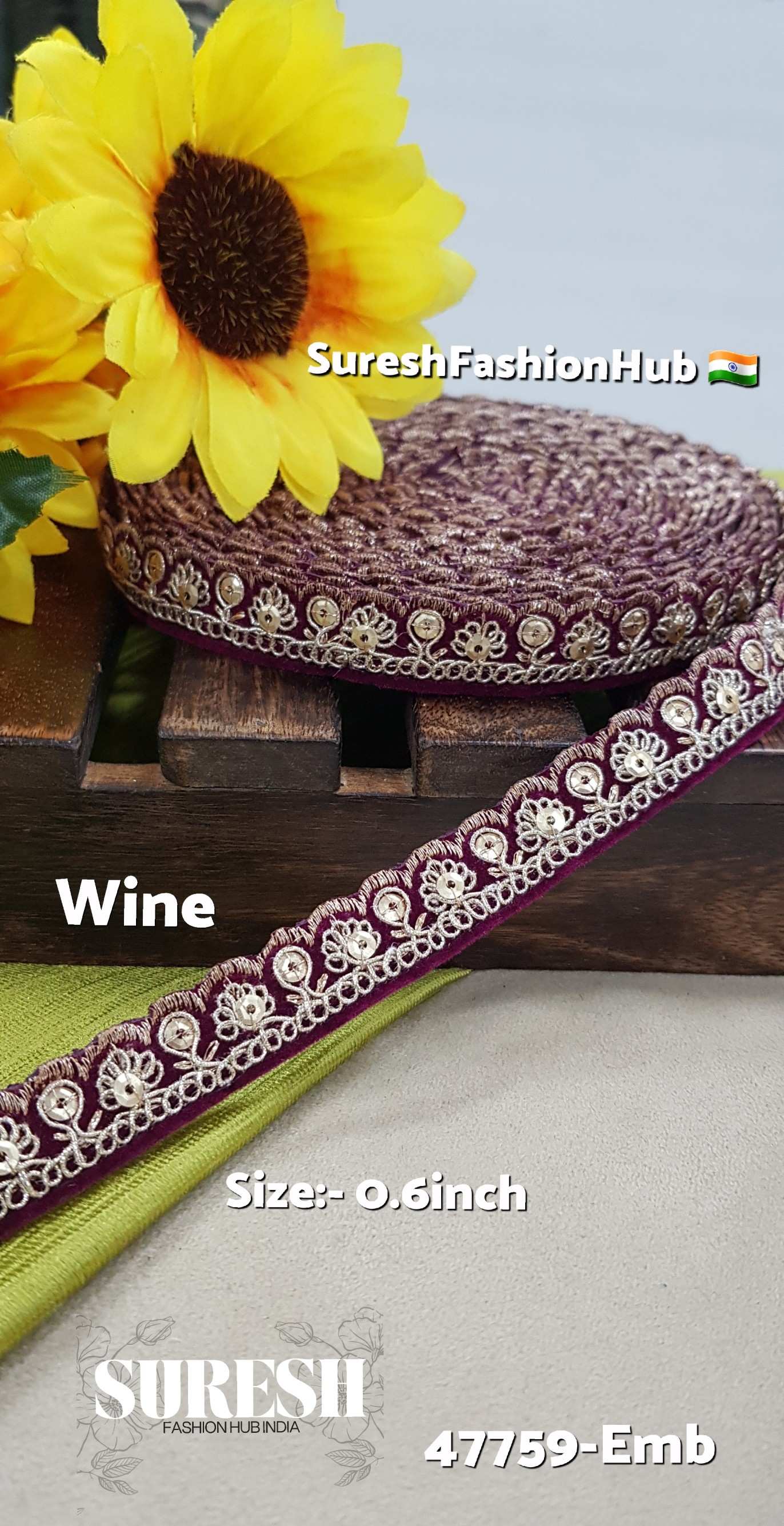 Velvet Royal Glint Scallop Lace – Wine