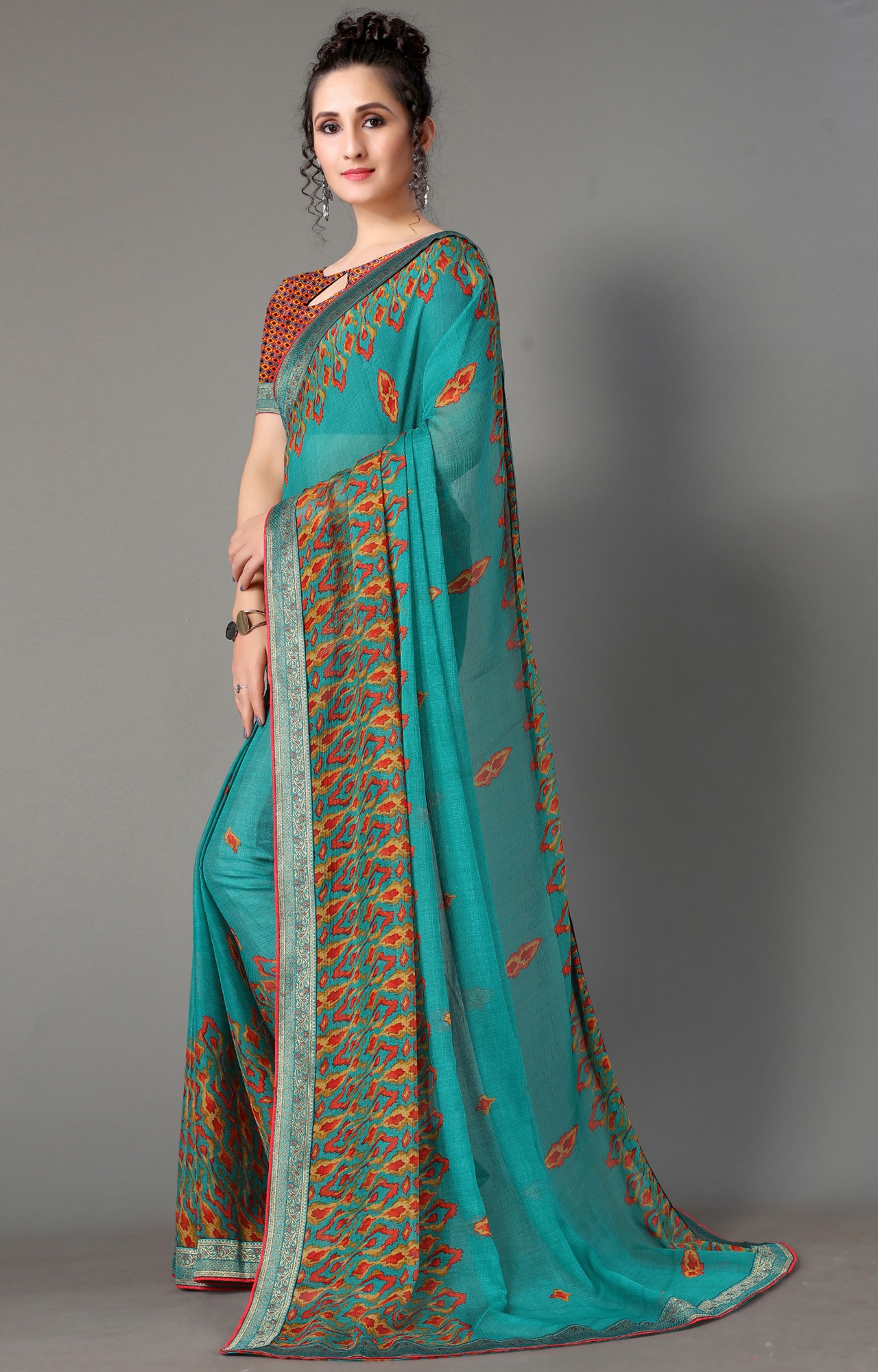 Women Light Blue Chiffon Printed Saree-S_L21SHUBHLABH31005SSR01