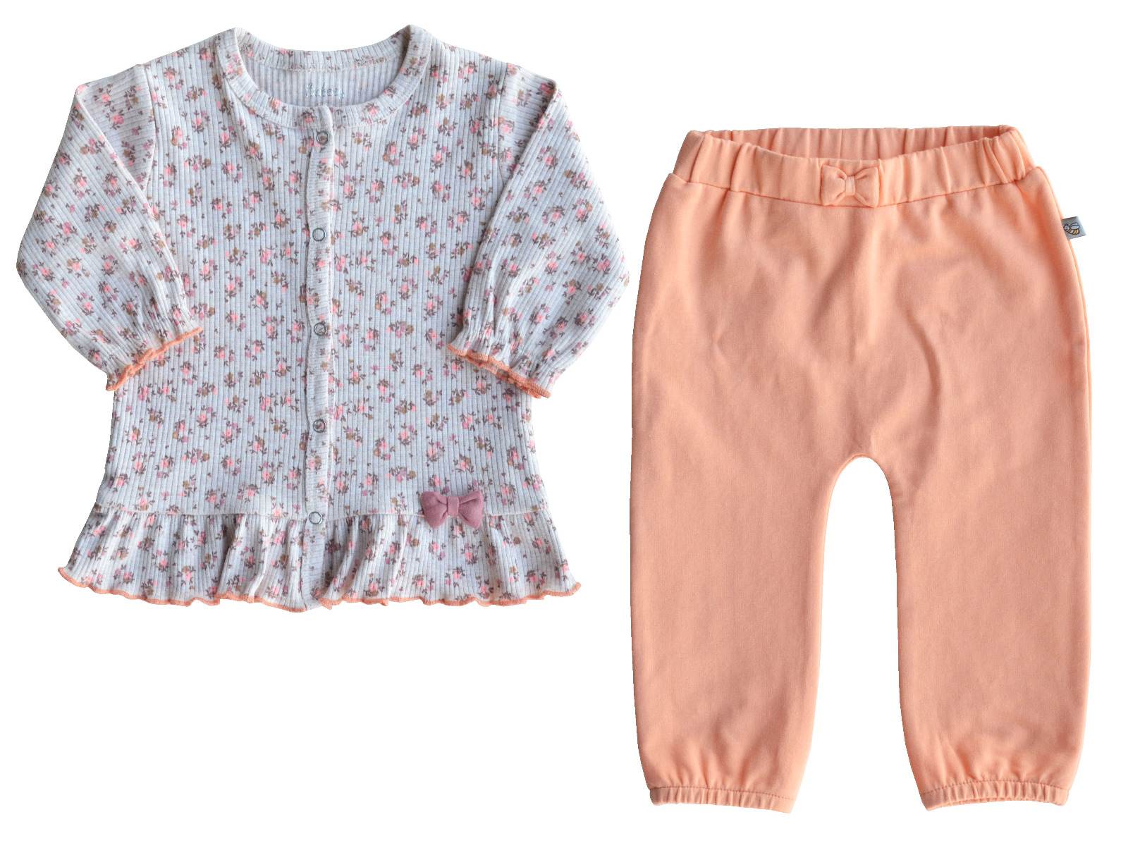 Baby Girls Top+Pant Set,color-White/Orange