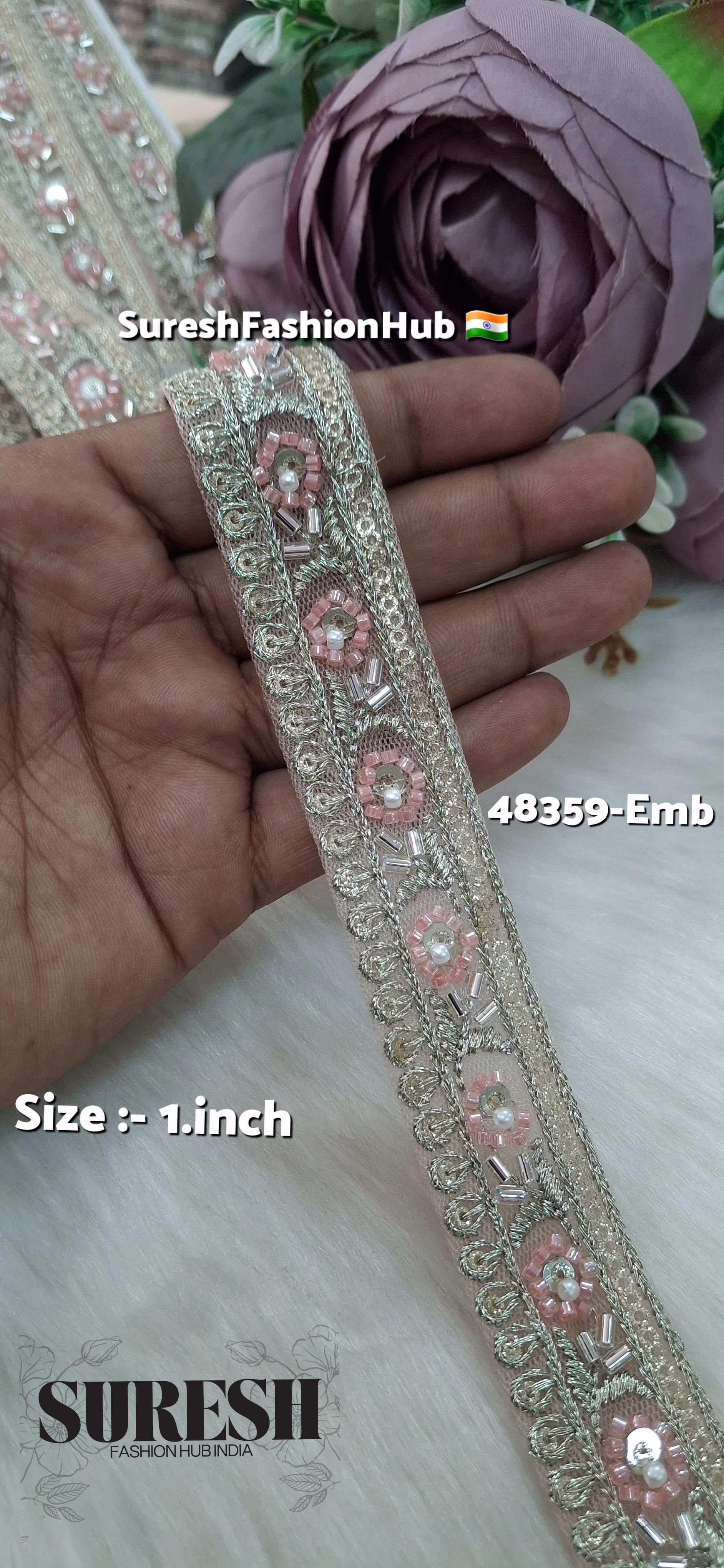 Beaded Floral Charm Net Embroidered Lace