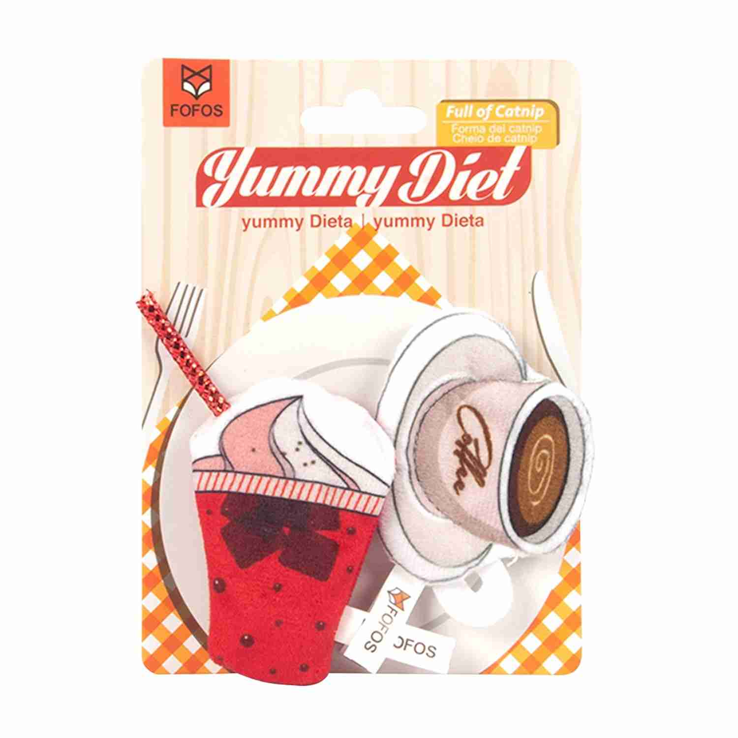 Barkbutler Fofos Yummy Diet Ice Cream and Coffee Toys for Cats, 6 CM