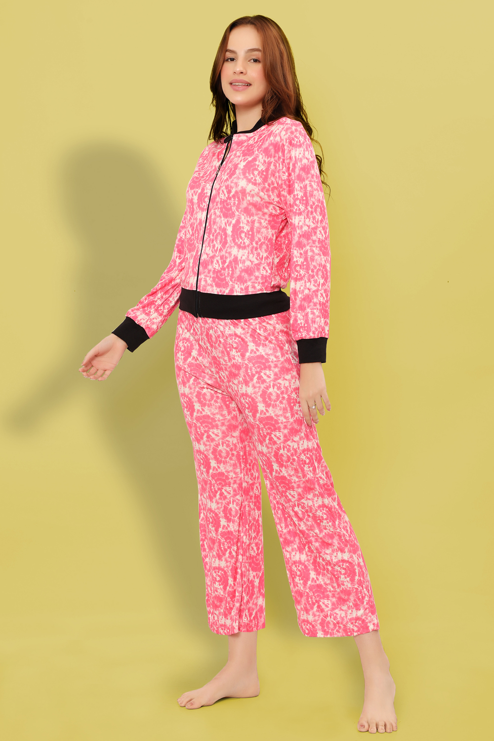 Ninos Dreams Women Flared Pants with Full Sleeves Jacket Coord Set-Pink
