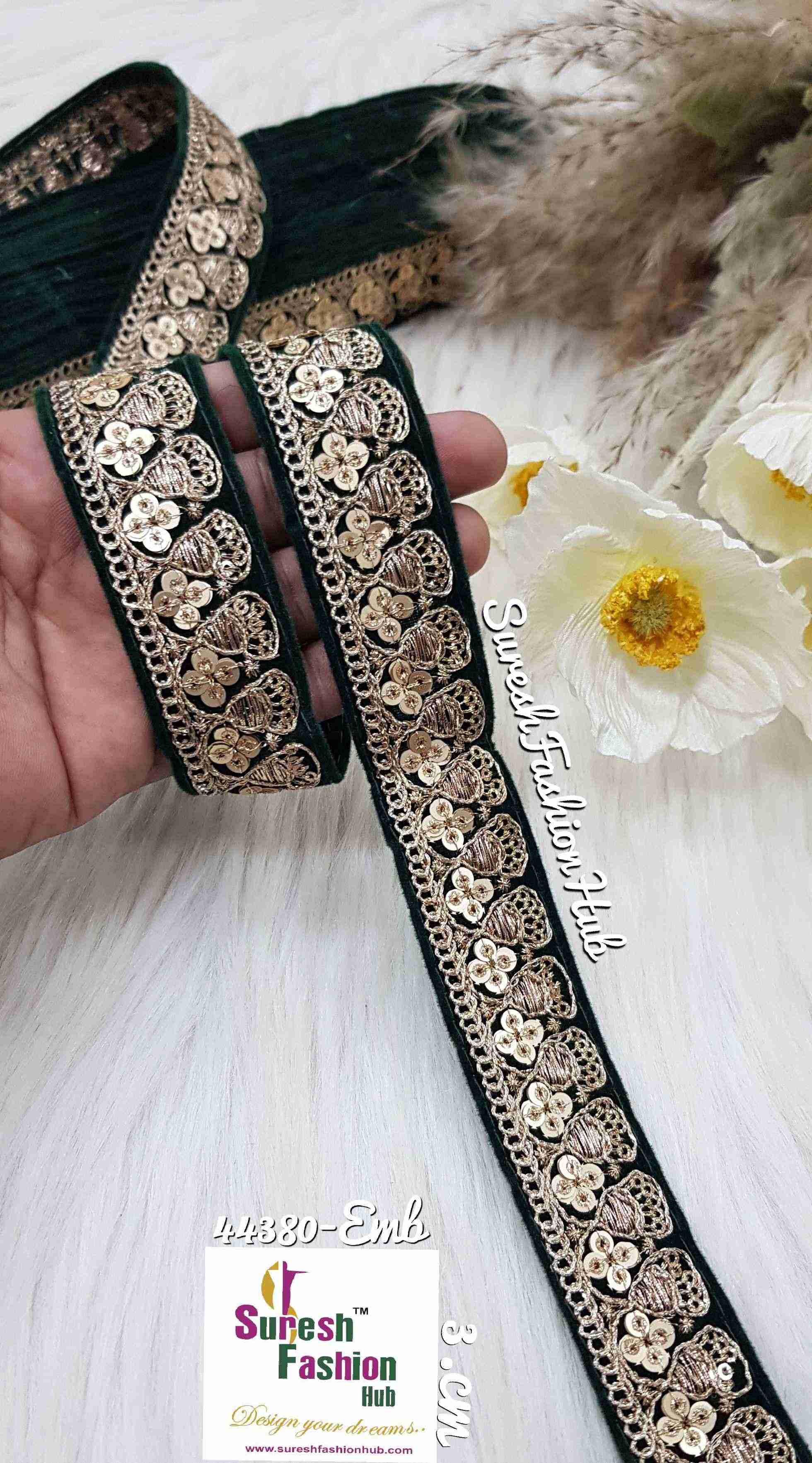 Dreamy Green Embroidered Trim