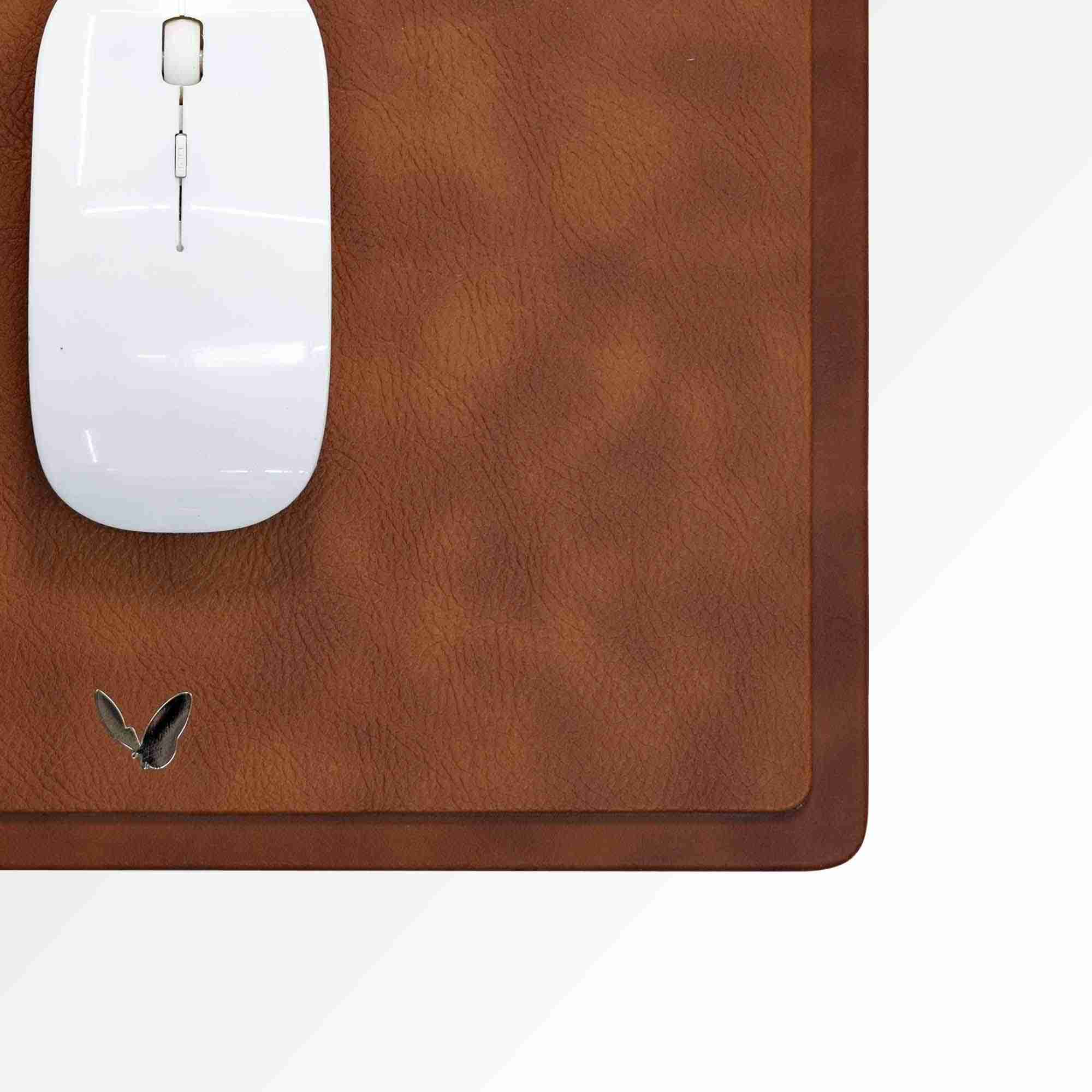 Rectangular Mouse Pad in Faux Leather | Rigid | 11×9 Inches | Classic | Tan