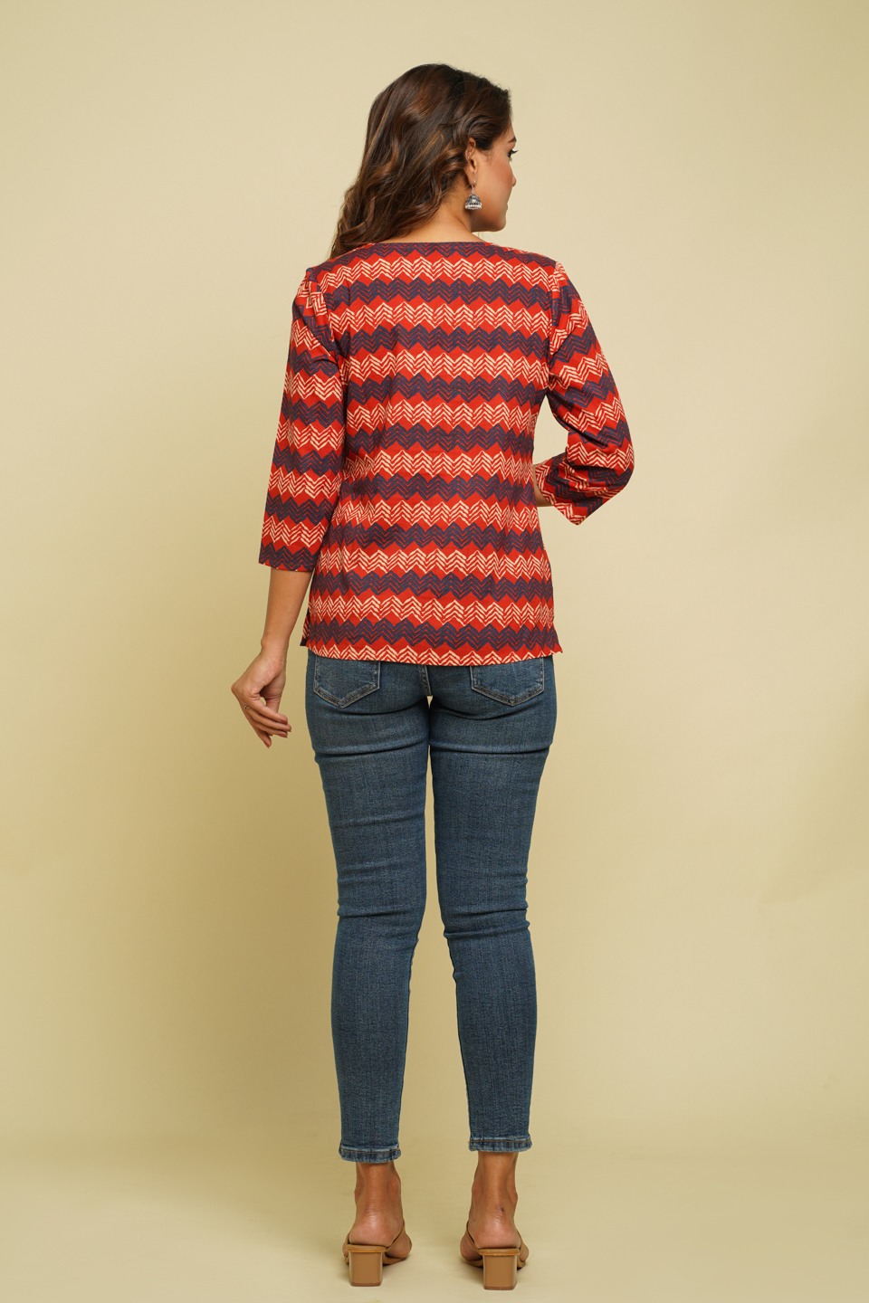 Red Print Pure Cotton Top