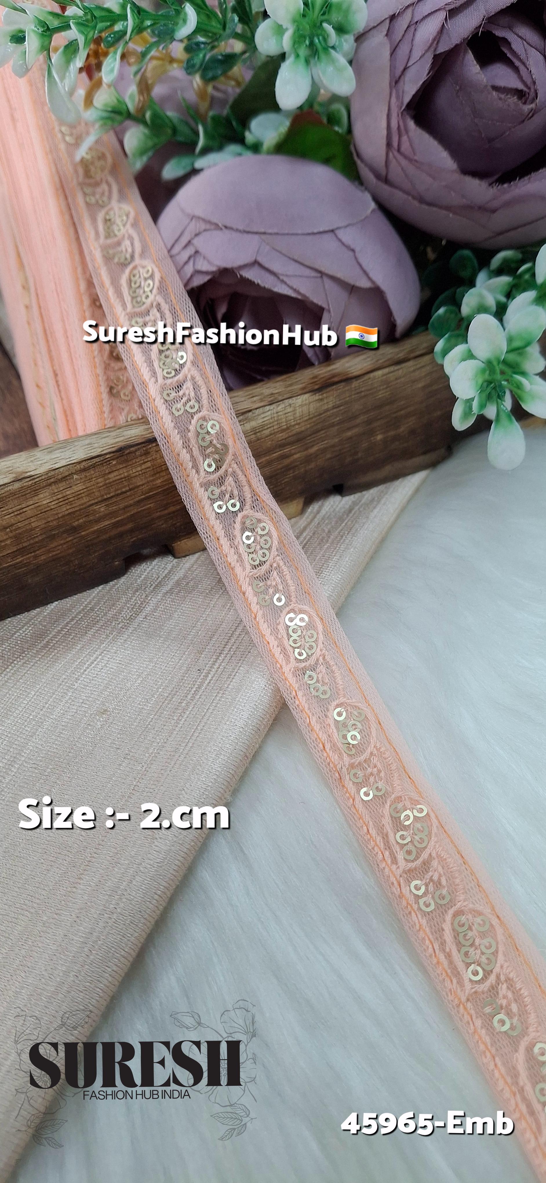 Peach Tone-on-Tone Embroidery Lace