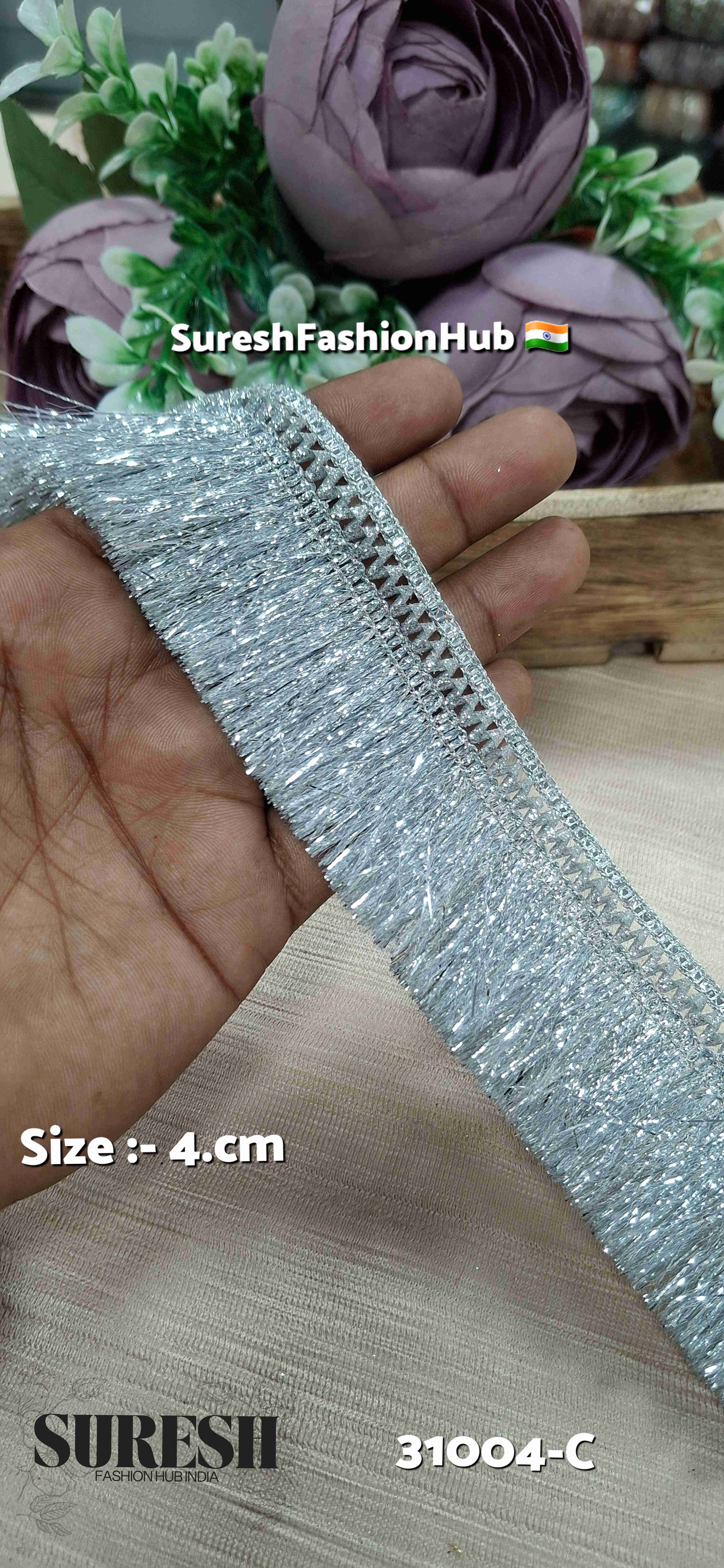 Silver Badla Fringe Lace