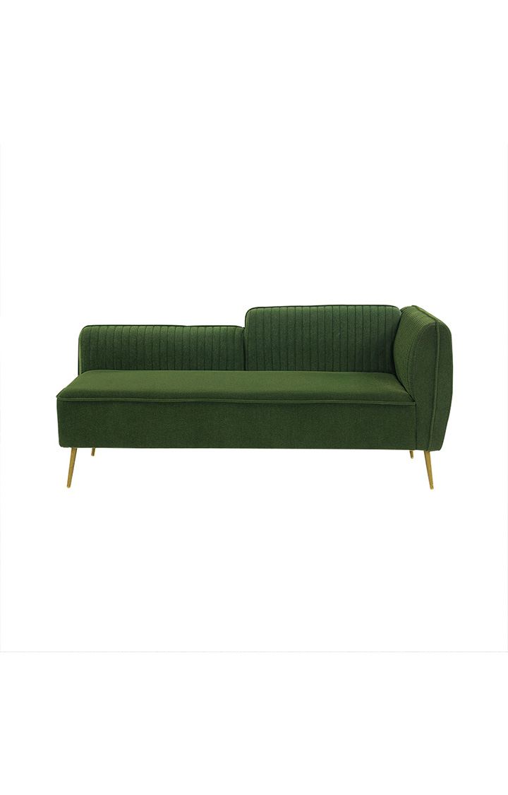 neudot Diva RHS Sofa Chaise Lounger with Golden Legs for Living Room|Bedroom|2 Person Sofa|Diwan|Premium Fabric | Solid Wood Frame|2 Seater (Colour : Emerald Green (DIY))