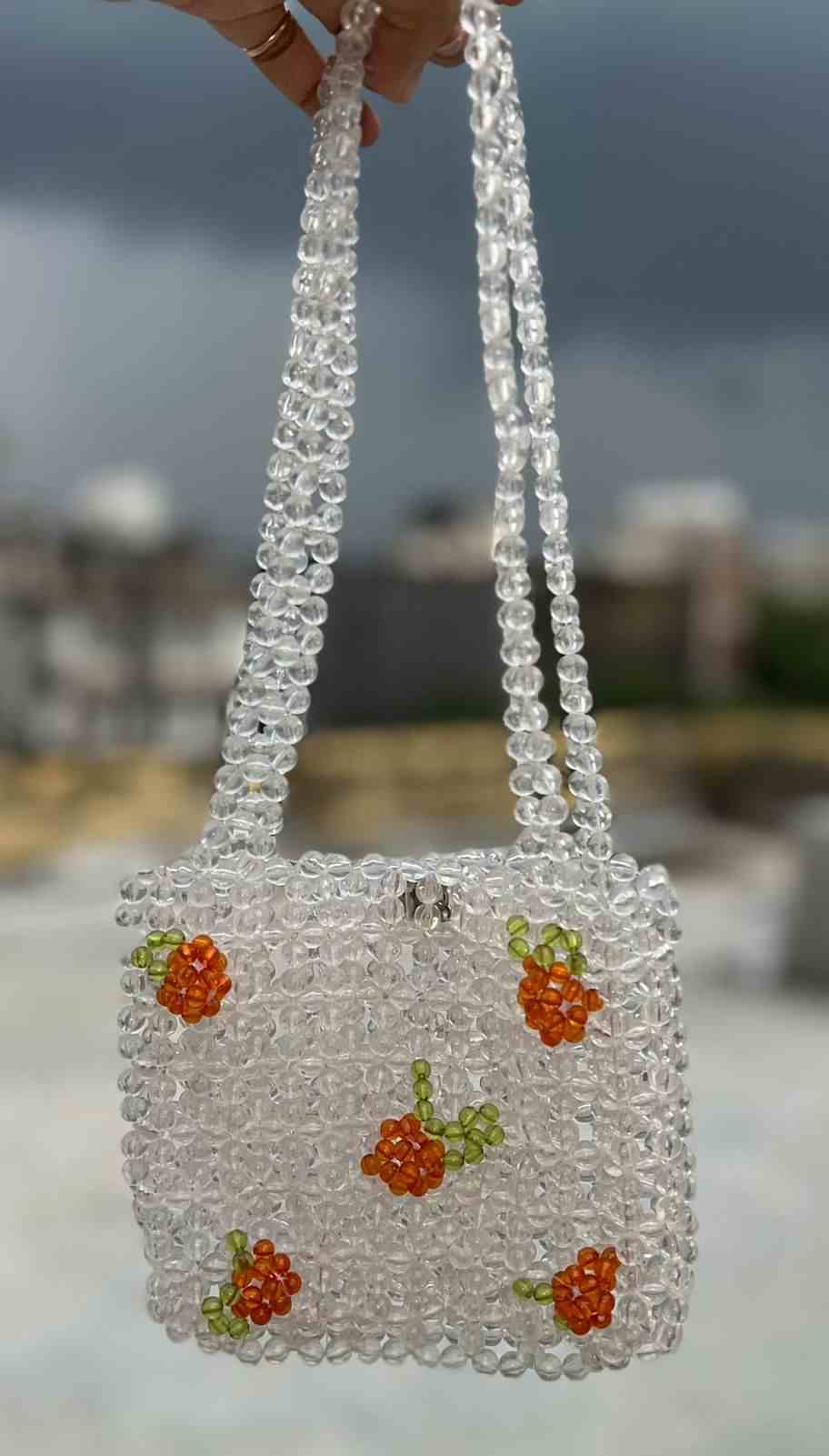 Orange bead bag