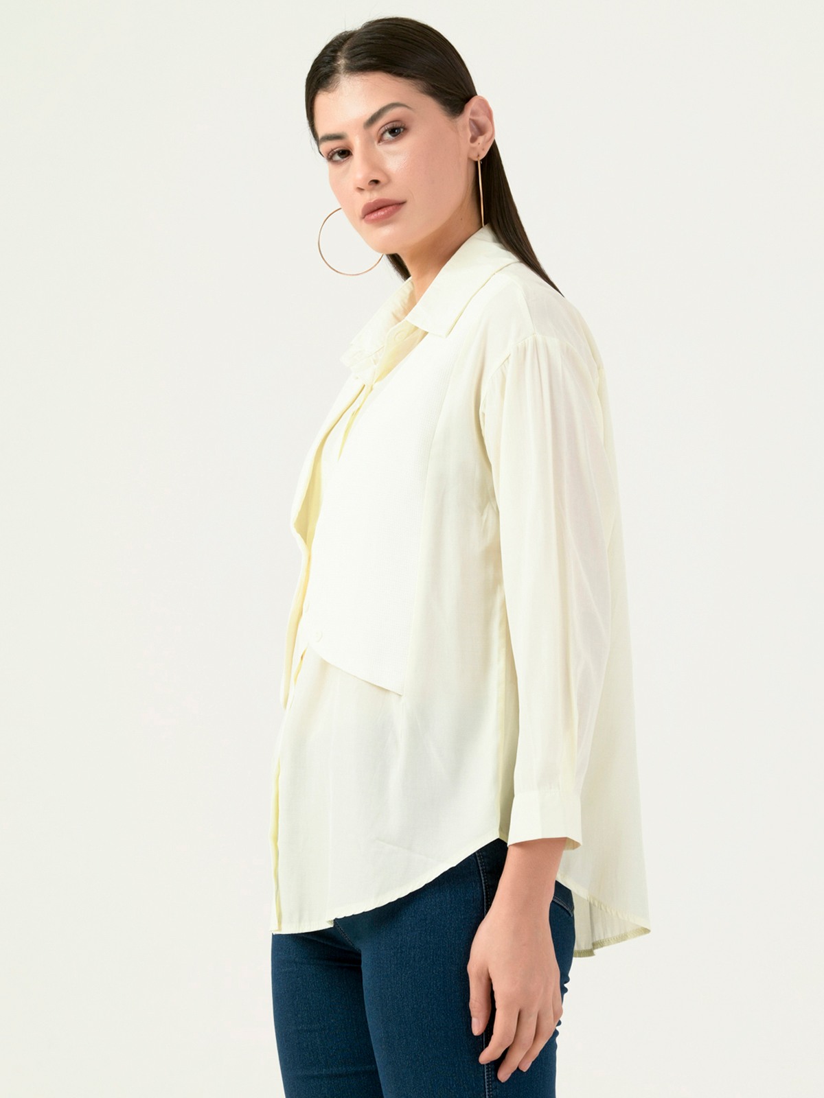 Albion Women Smart Premium Cream Casual Shirt
