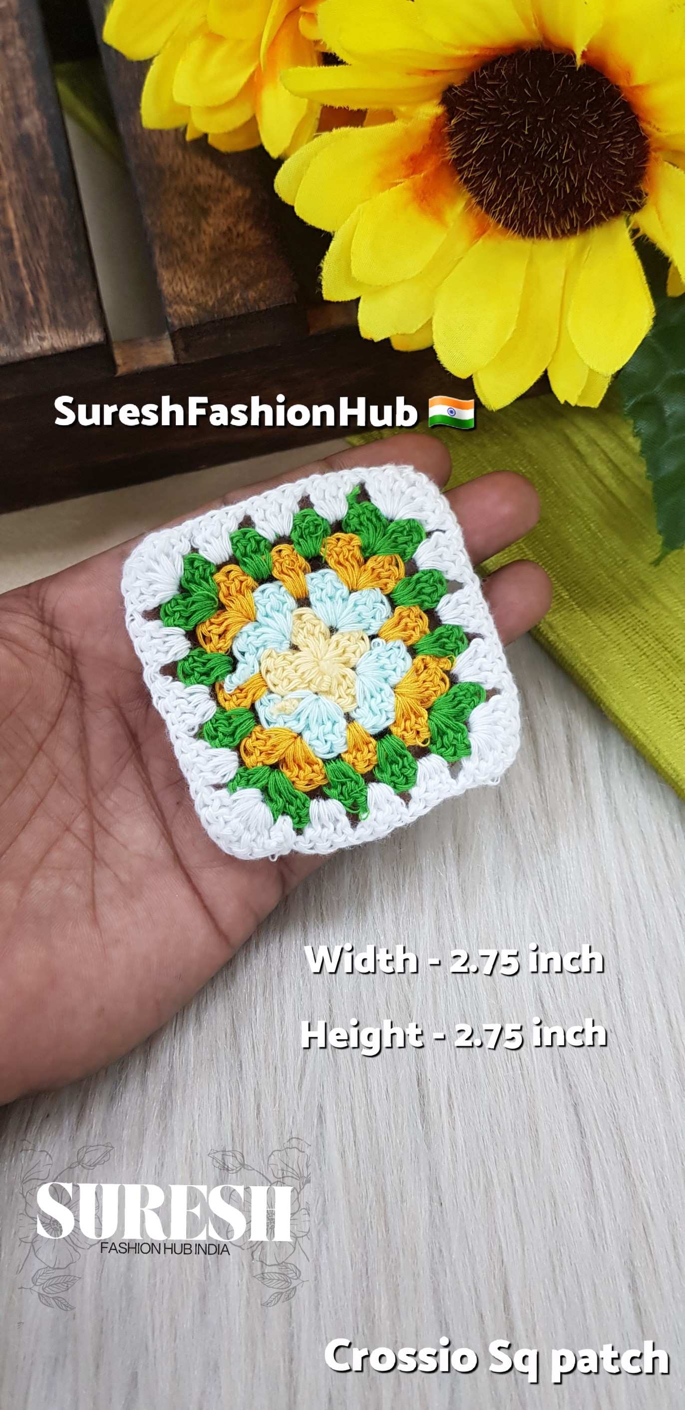 Cr-1 Handmade Crosio Square Patch (White)