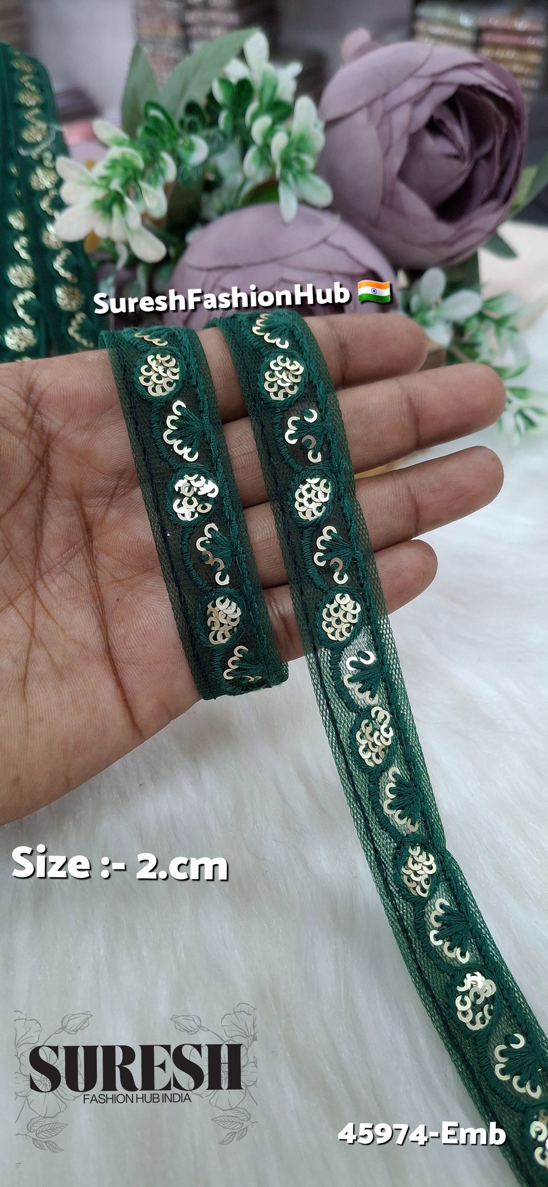 Bottle Green Tone-on-Tone Embroidery Lace