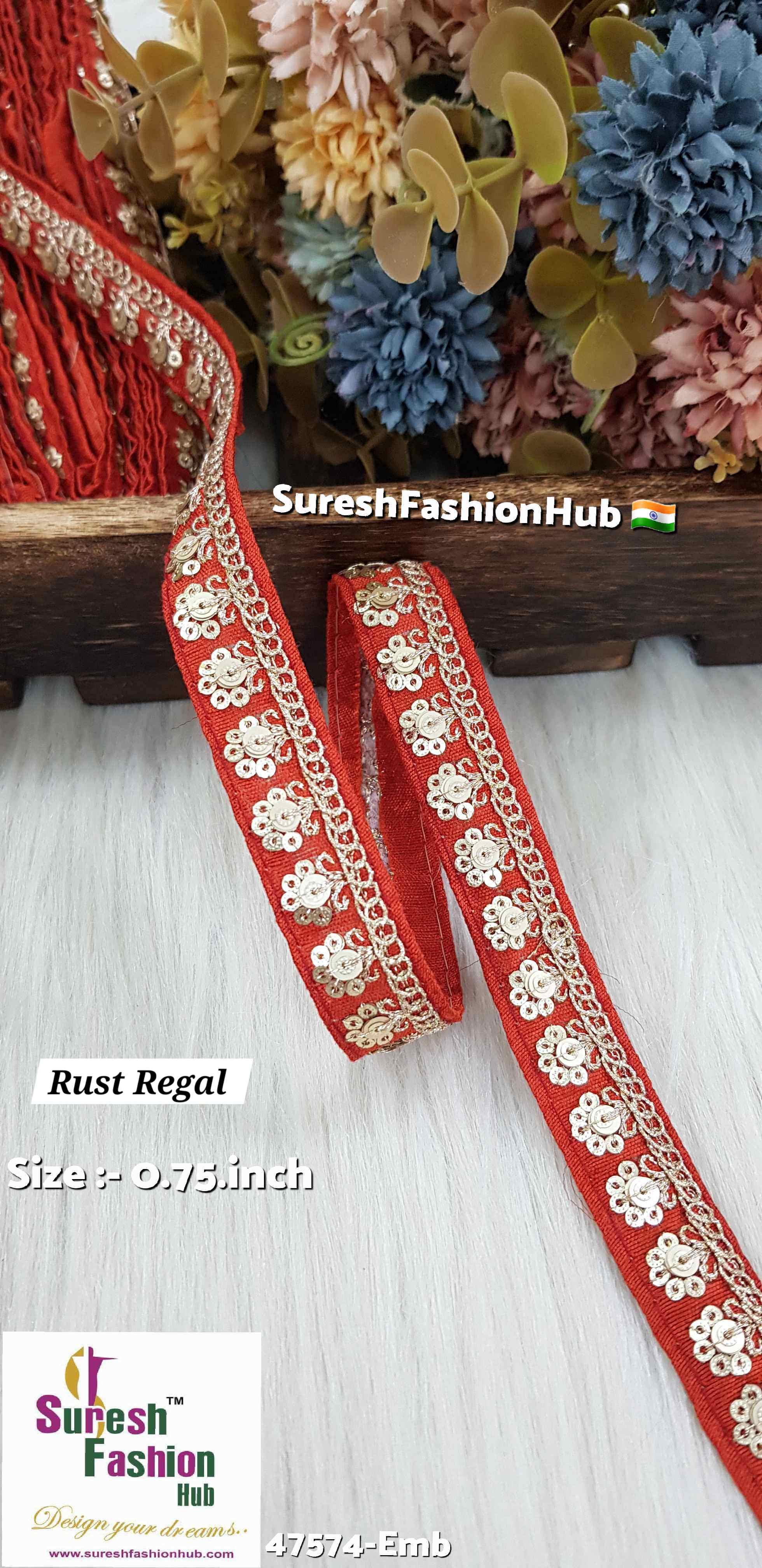 Embroidery Rust Regal Surat Silk