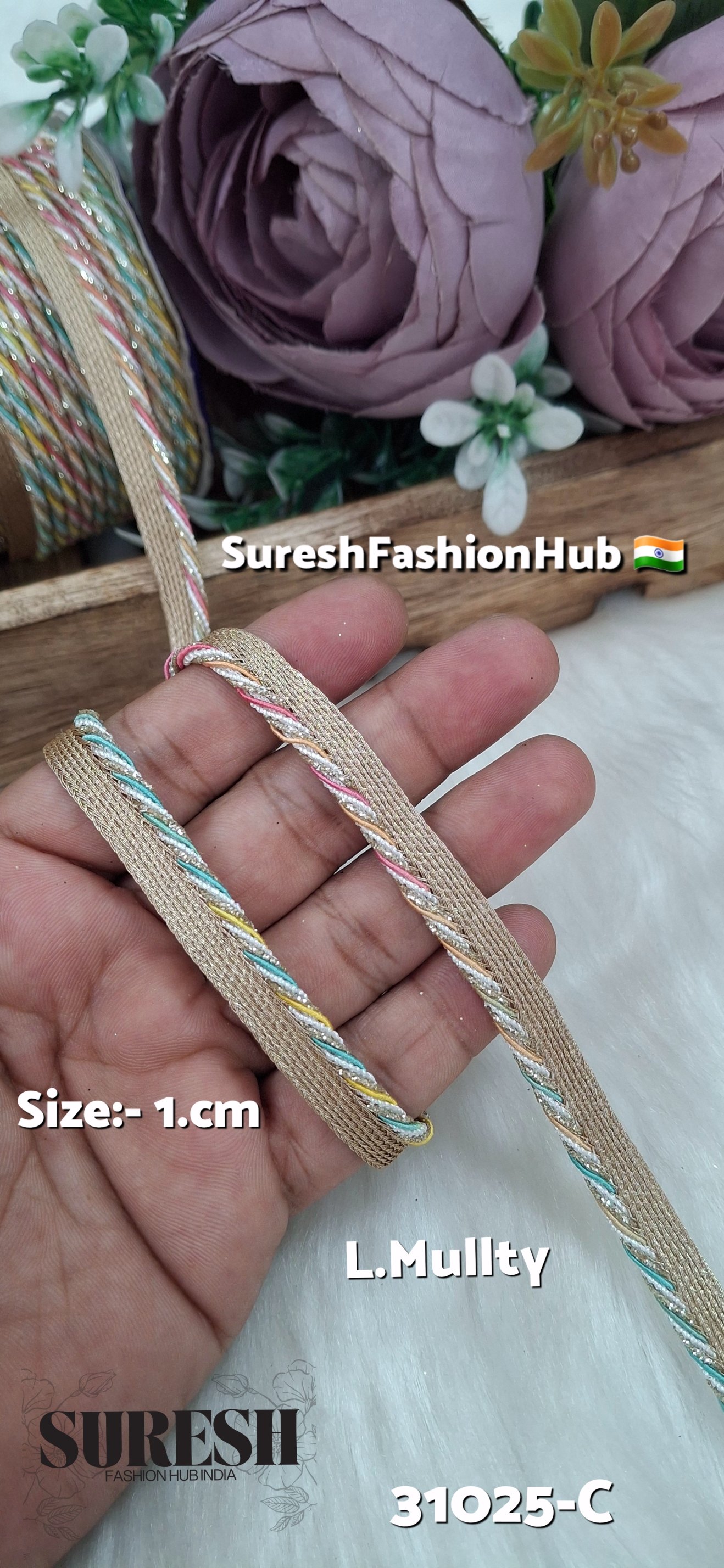 Light Multi Pearl Dori Jhalar Edging Lace