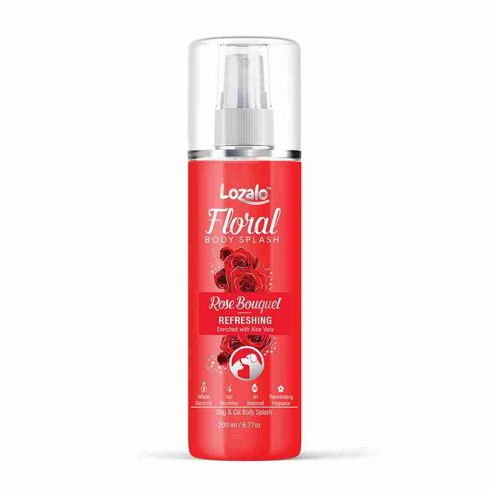 Lozalo Floral Pet Body Splash for Dogs & Cats, 200 ml, Rose