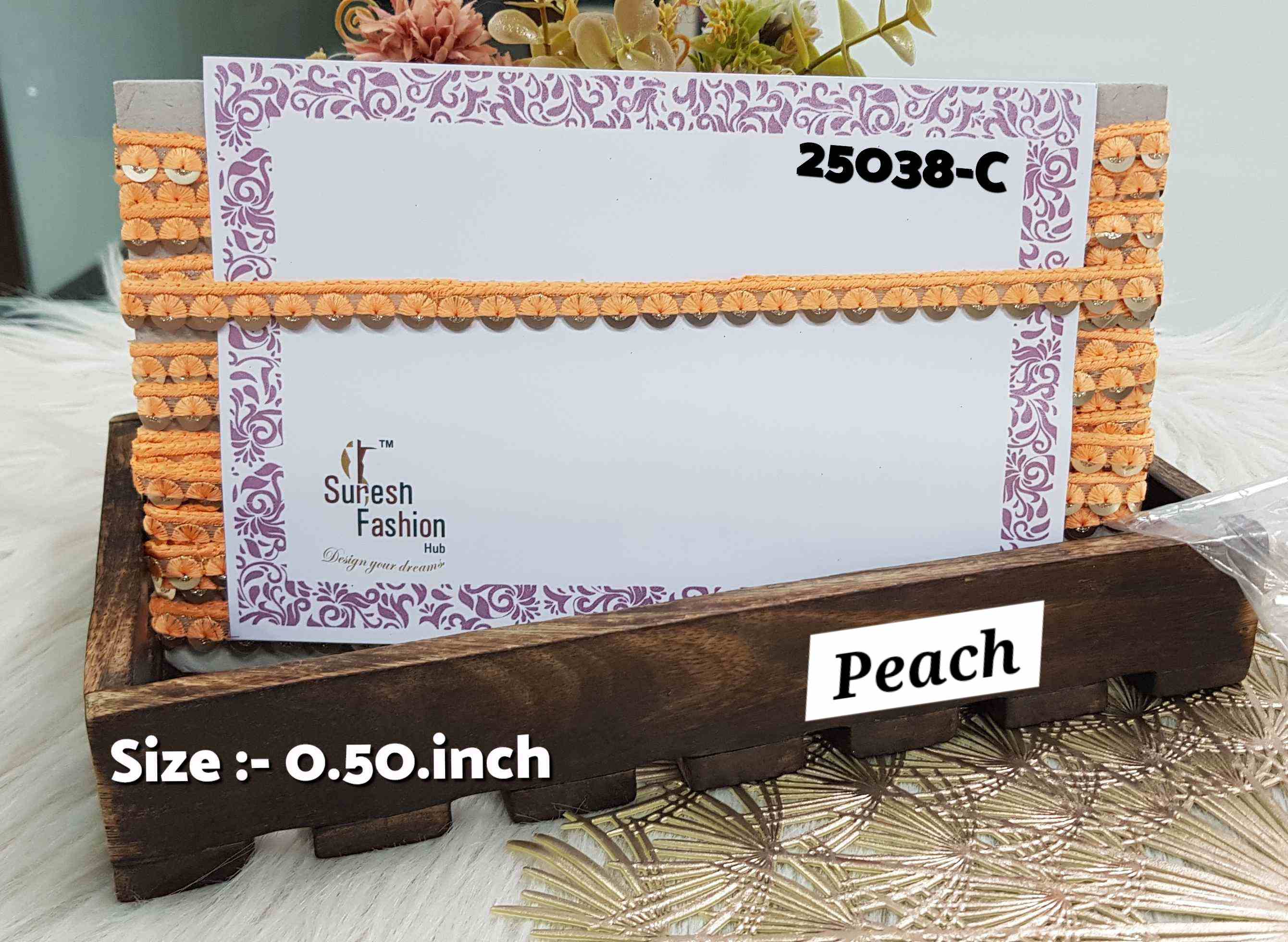 Peachy Peach Gleam Organza Trim
