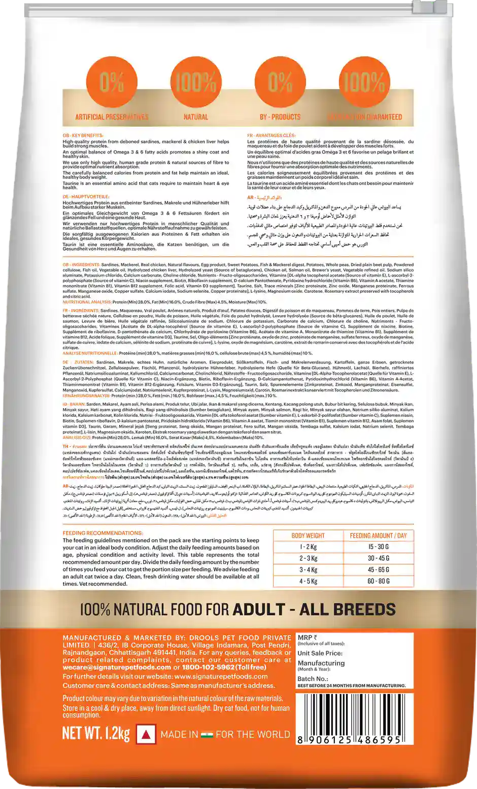 Grain Zero Mackerel Adult Cat Dry Food For All Breed,