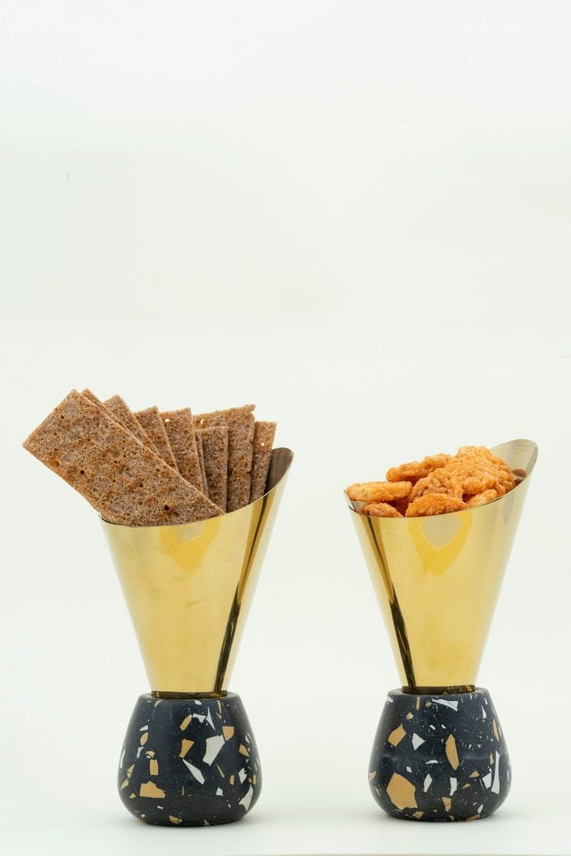 Cones with black terrazzo stands