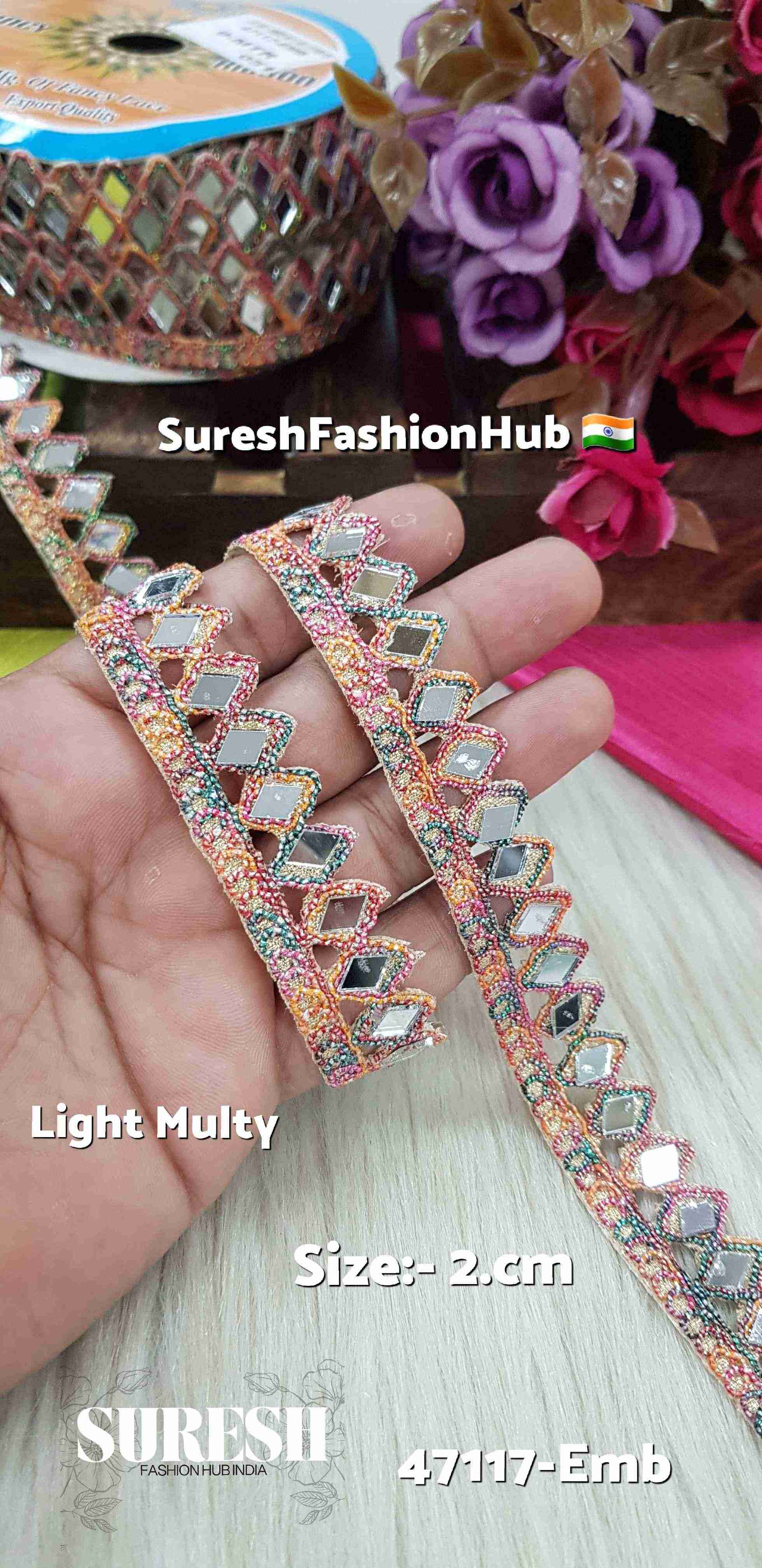 Radiant Bloom Kashti Mirror Lace – Light Multi | 47117-Emb