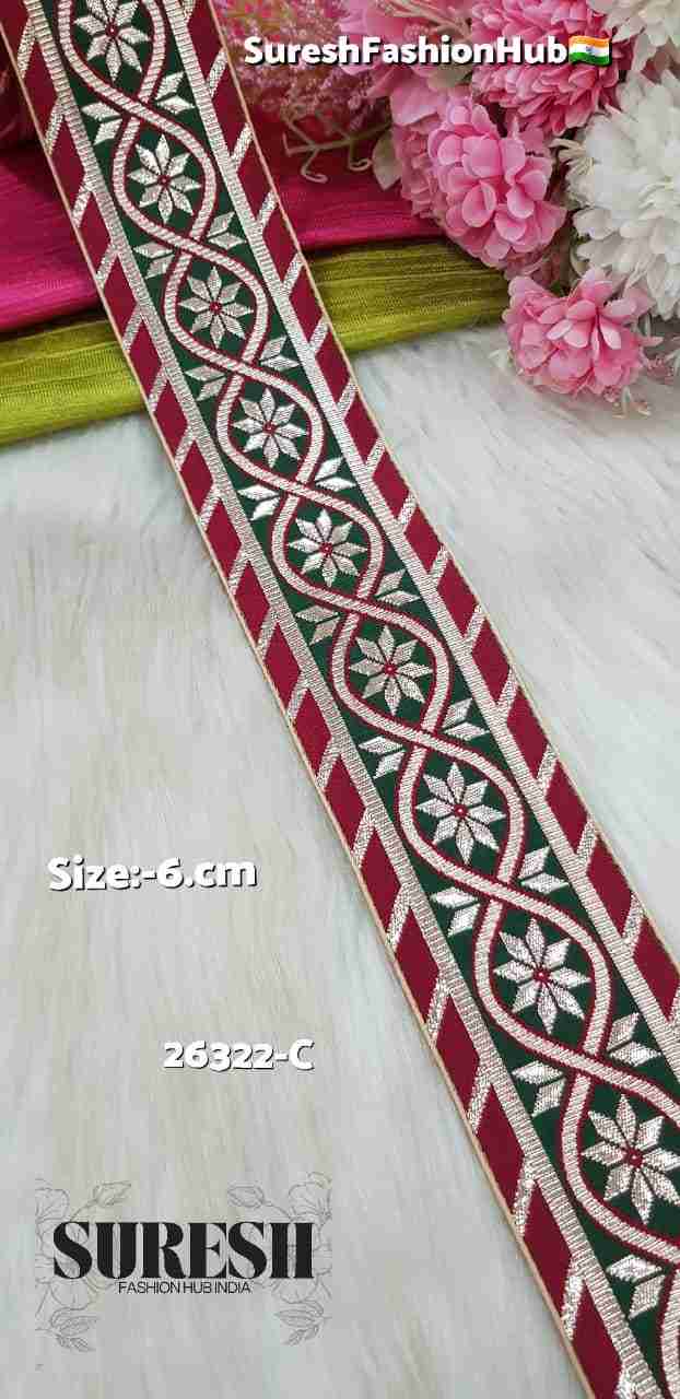 Maroon Rose Gota Floral Border – 26322-C