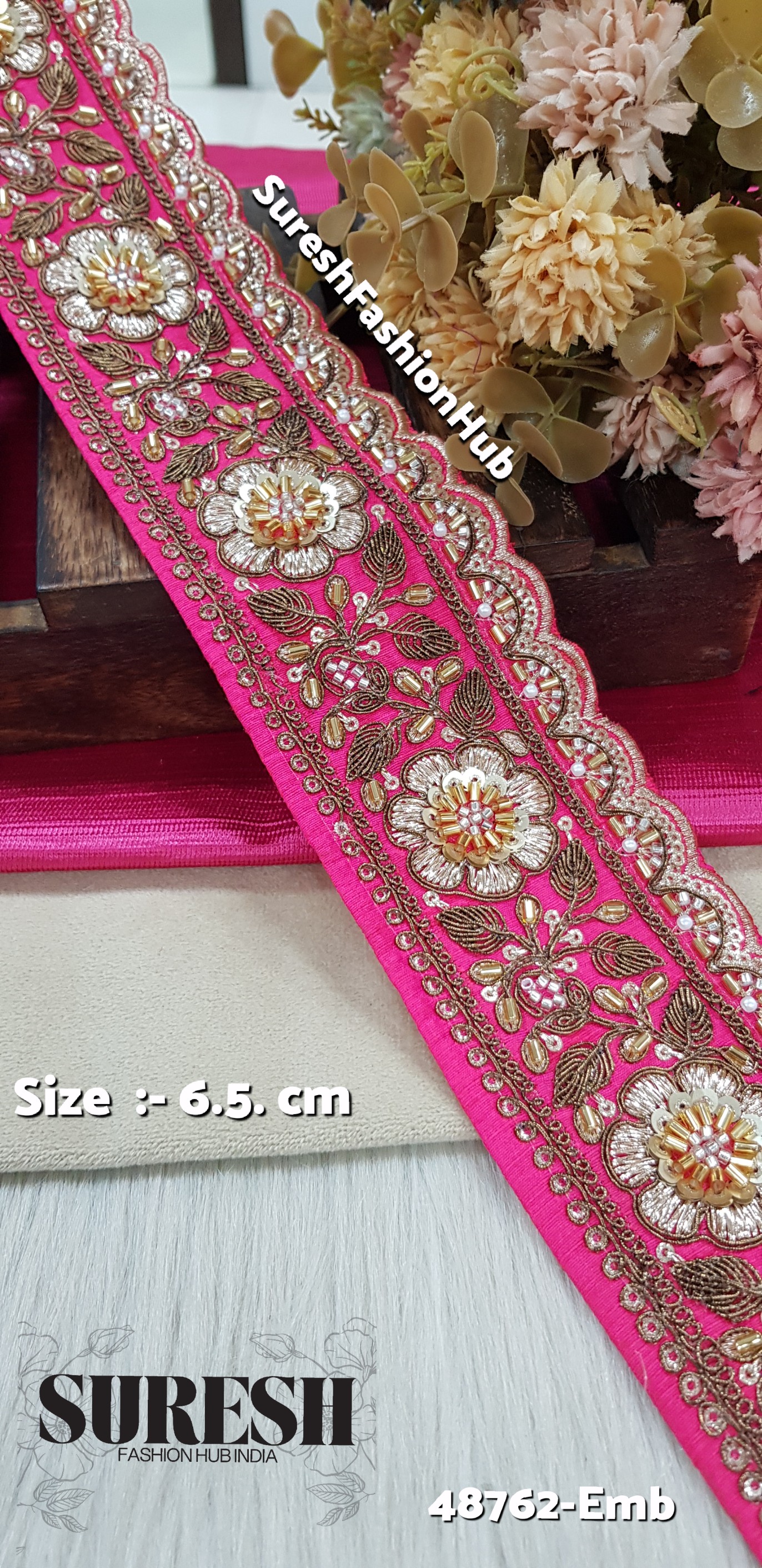 Gajri Bloomshine Machine Hand Embroidery Border – 48762-Emb