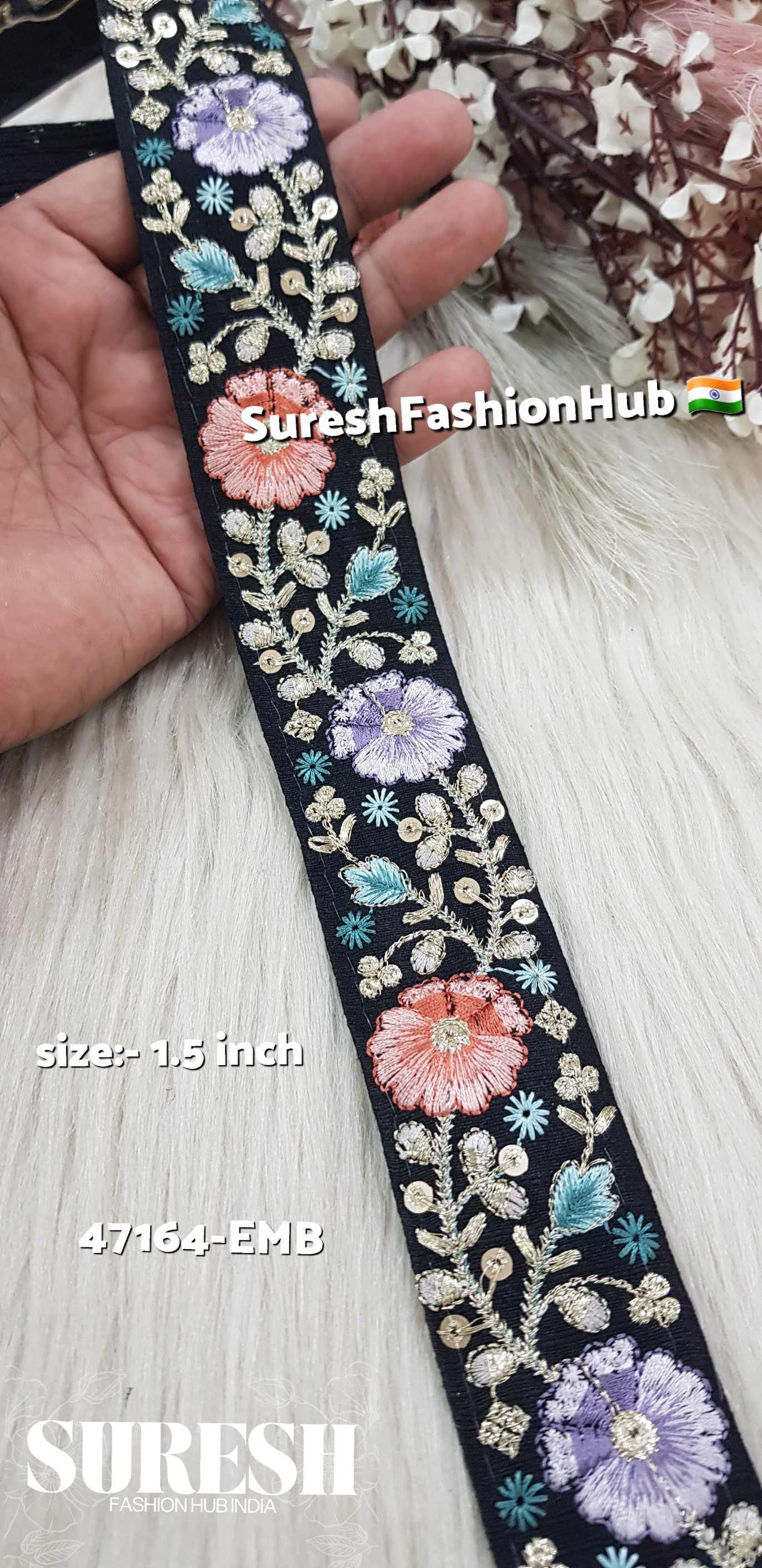 Vibrant Bloom Embroidery Lace – Black Base