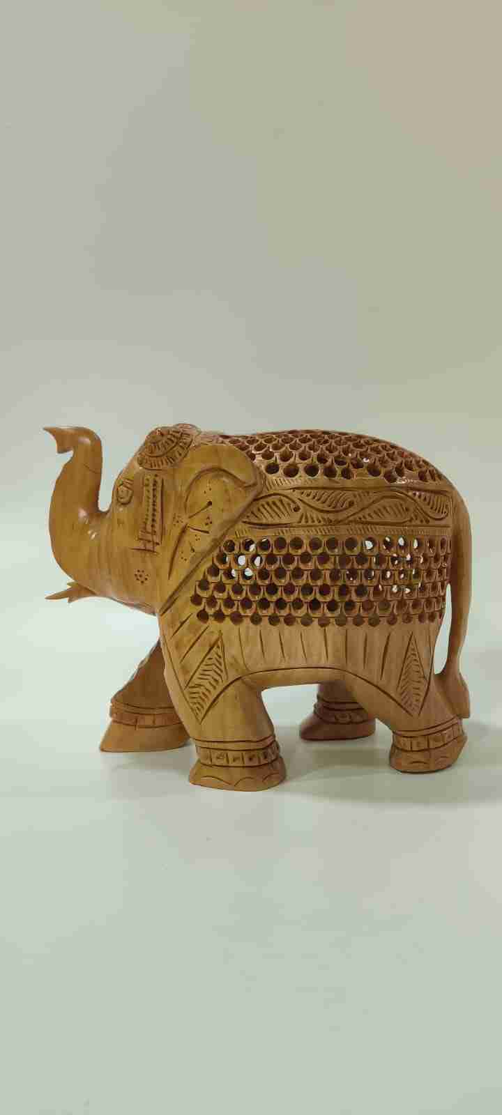 Wooden Jaali Elephant - 6" ht