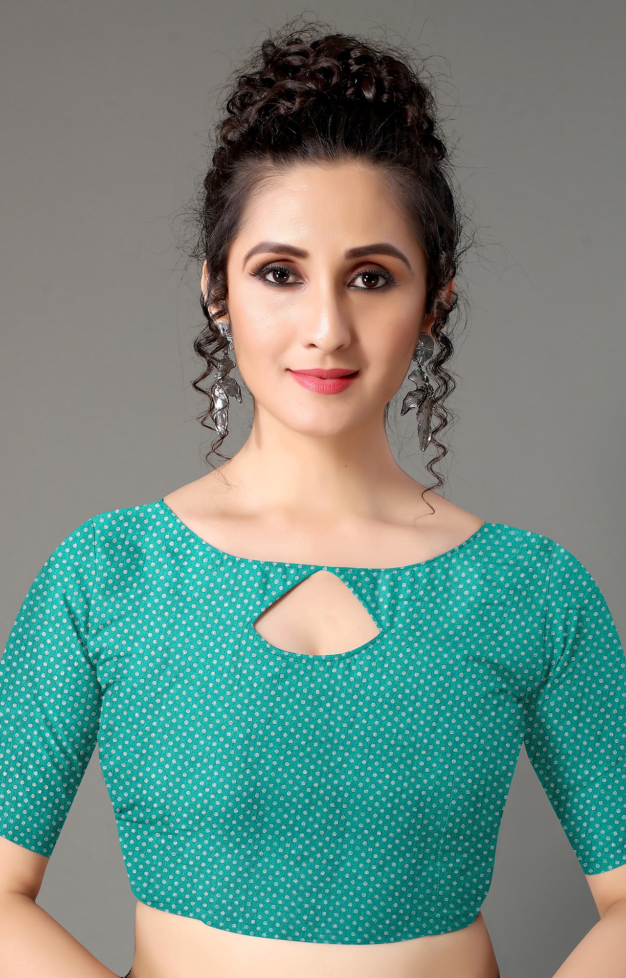Women Turquoise Batick Block Print Casual Wear Saree-HAL21CTN00036TEAL