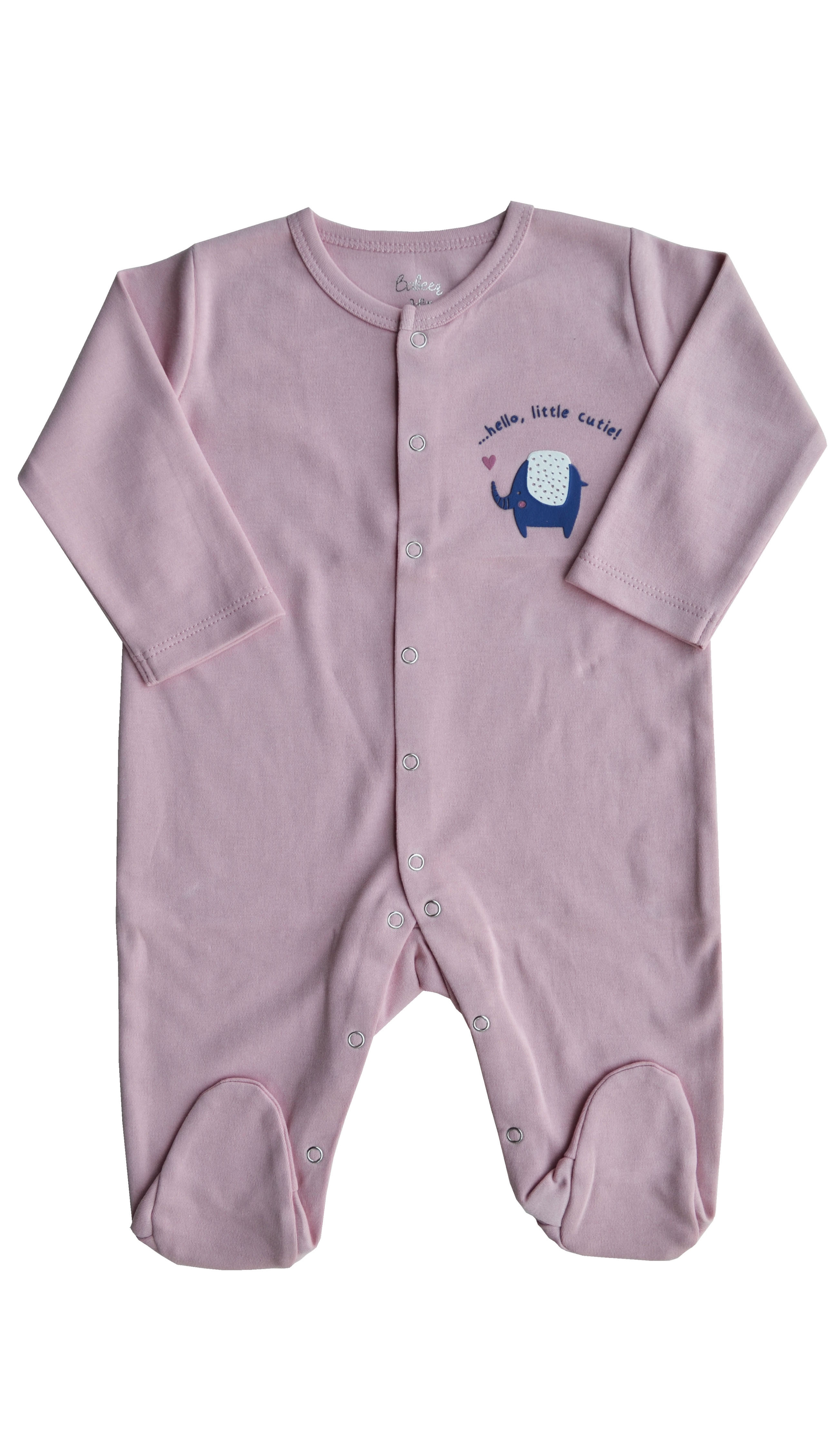 Pink Sleeper With Small Print/Full Romper with Feet(100% Cotton)