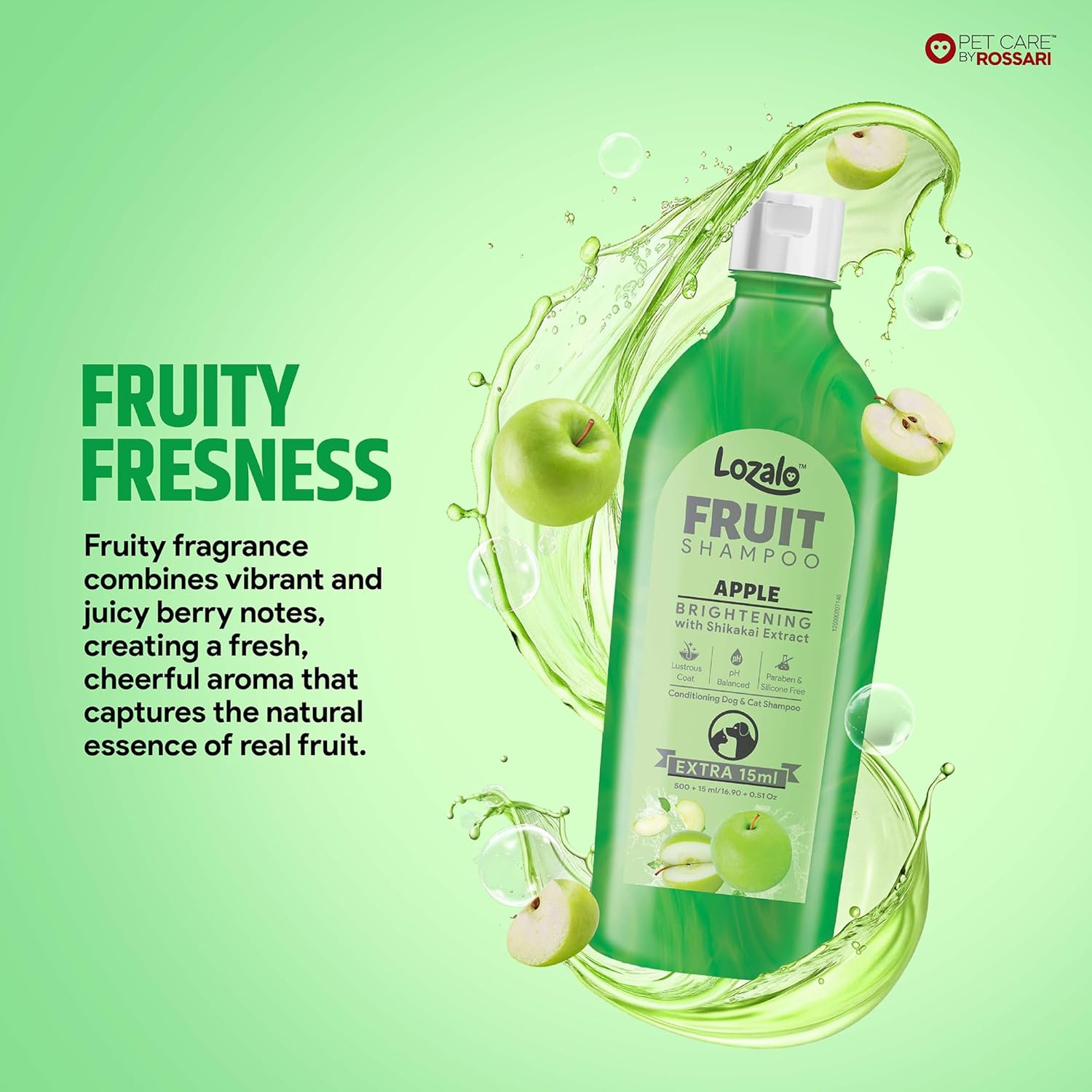 Lozalo Fruit Shampoo for Dogs & Cats 515 ml, Apple