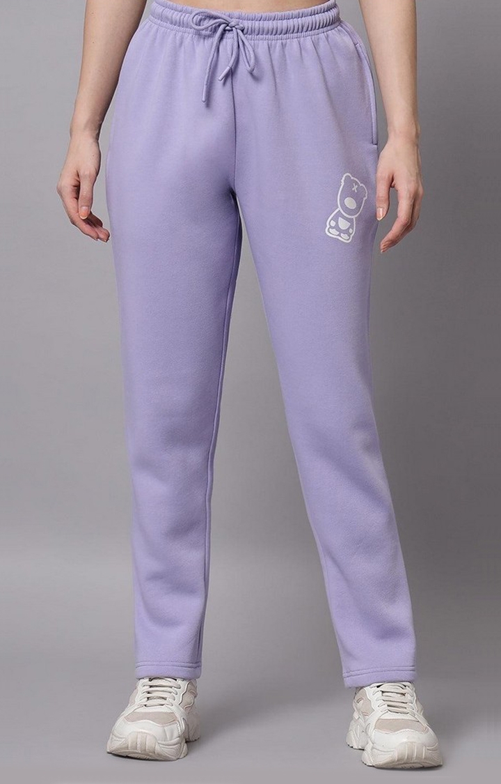 GRIFFEL | Women's Purple Cotton Solid Trackpants