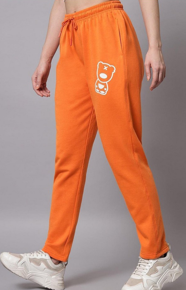 Women's Orange Solid Trackpants