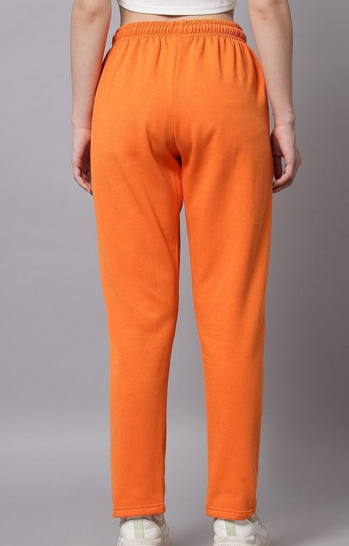 Women's Orange Solid Trackpants