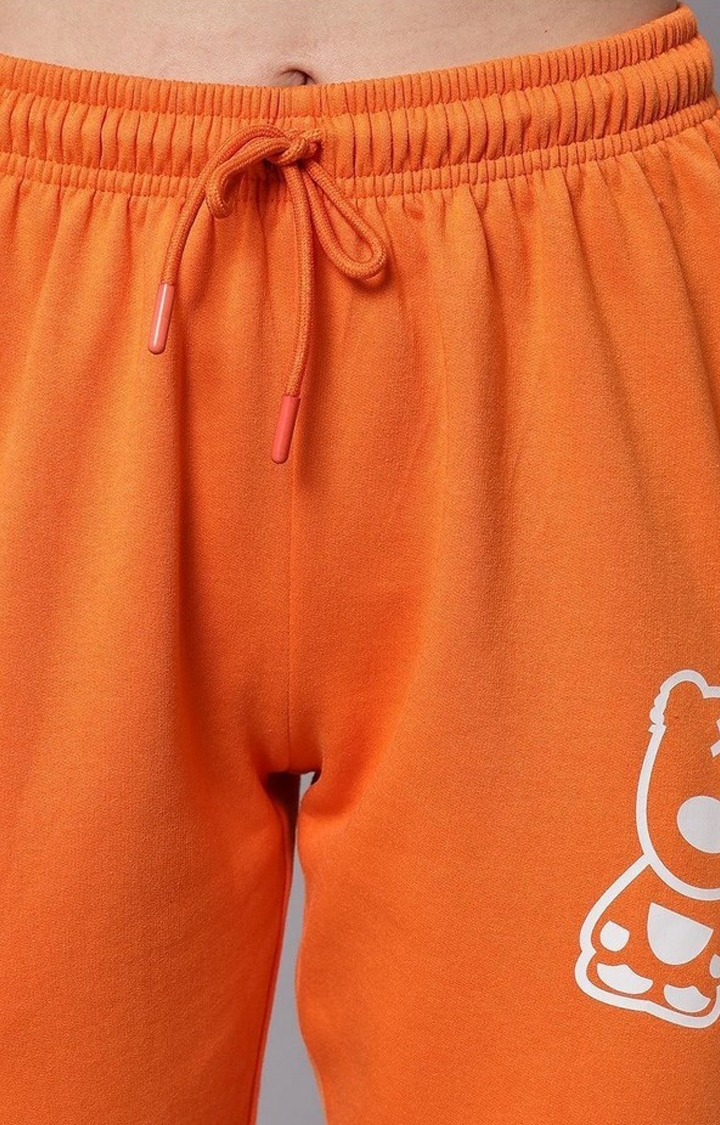 Women's Orange Solid Trackpants
