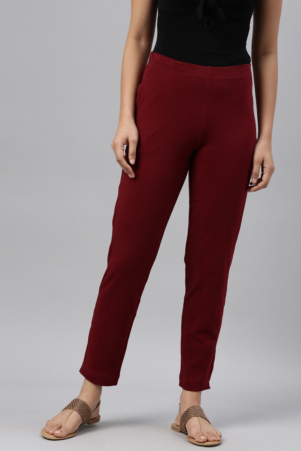 Go Colors Solid Regular Fit Cotton Women's Casual Wear Pants