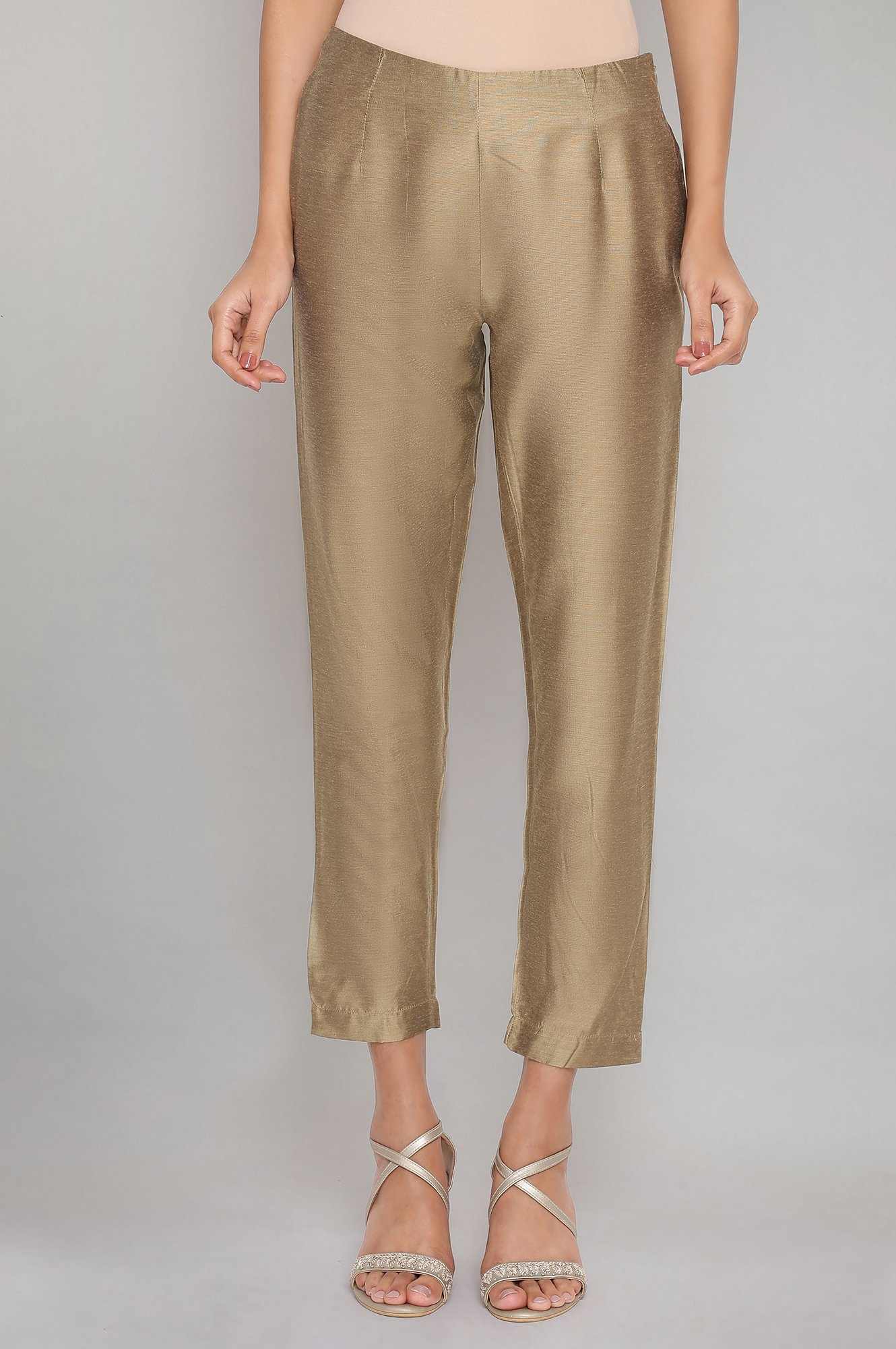 Solid Cotton Blend Slim Fit Women's Pants