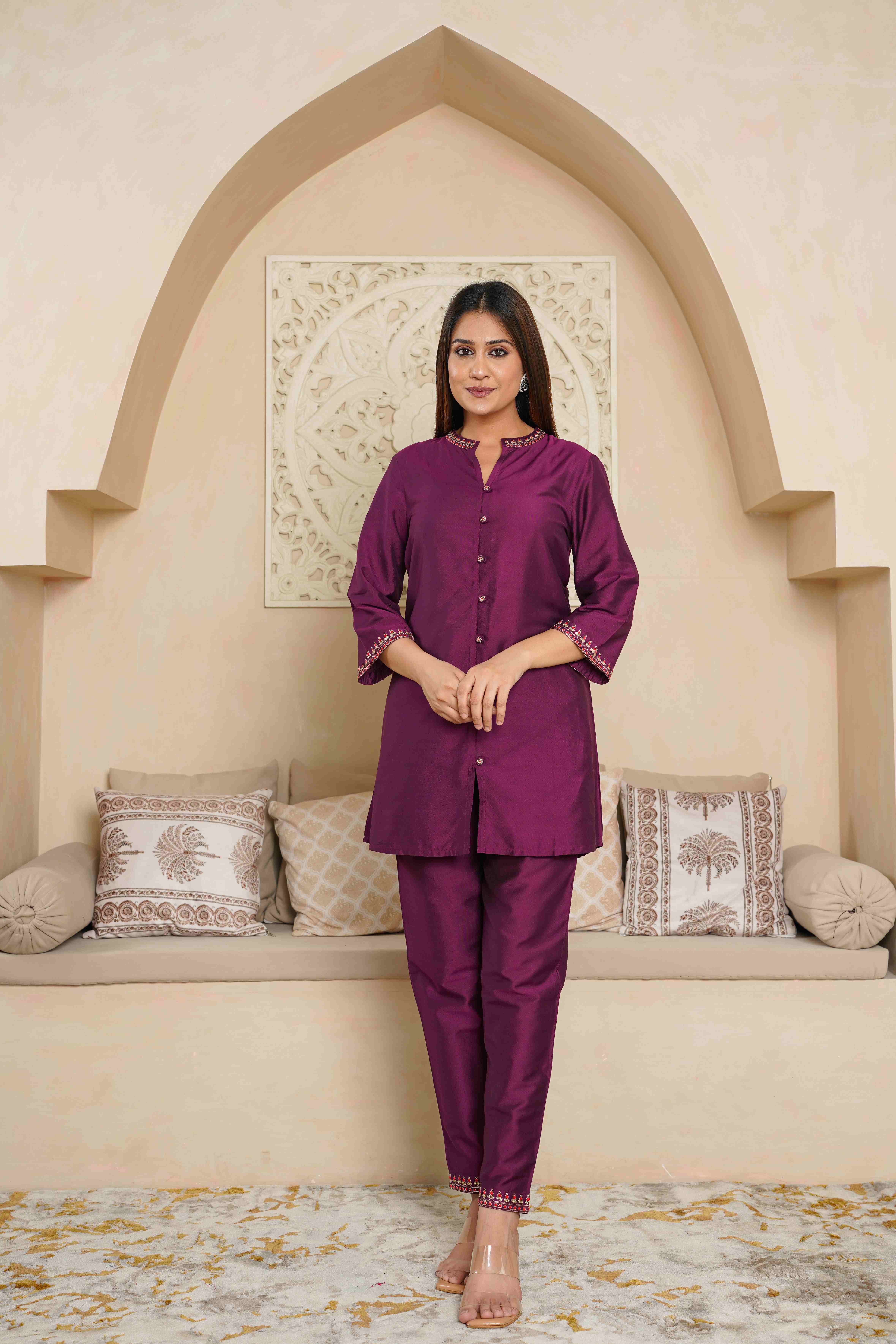 BEAUTIFUL PURPLE EMBROIDERED CO-ORD SET