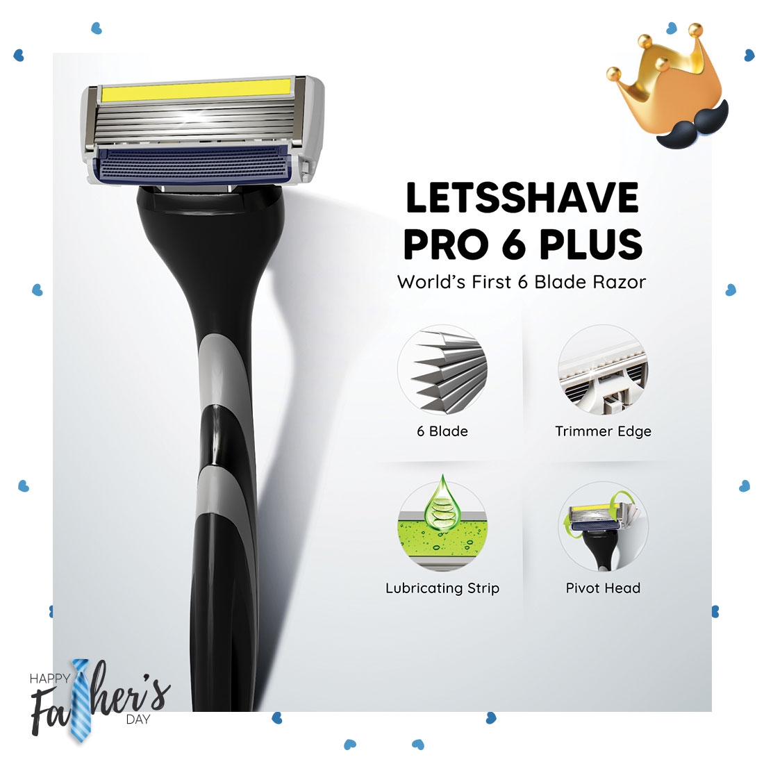 LetsShave | LetsShave Pro 6 Plus Premium Gift Set - Pack of 4 Pro 6 Plus Blades + Razor Handle + Shave Foam - 200g + After Shave Balm + Travel Bag + Travel Cap 3