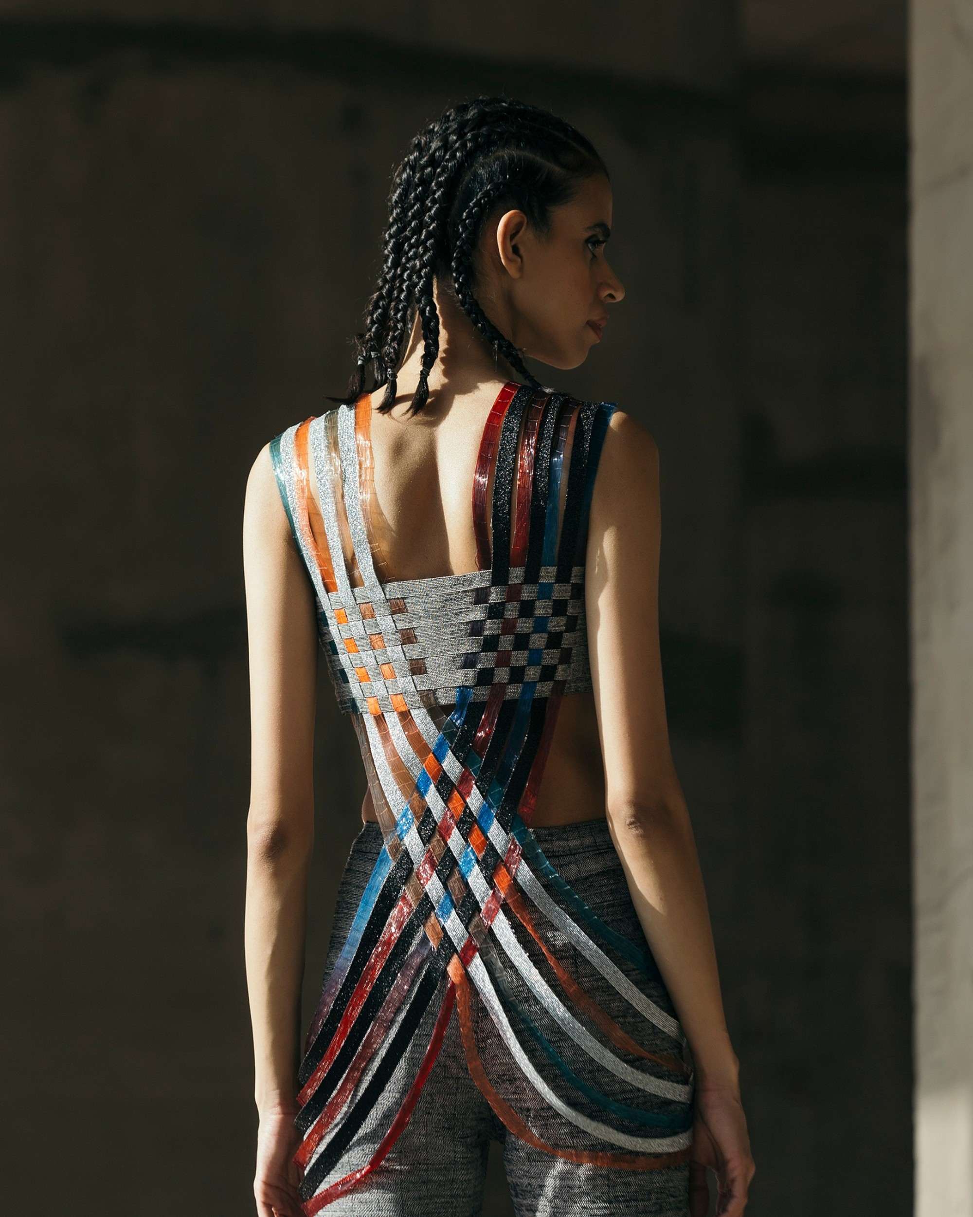 Multicolor Interwoven Glass And Lurex Topo